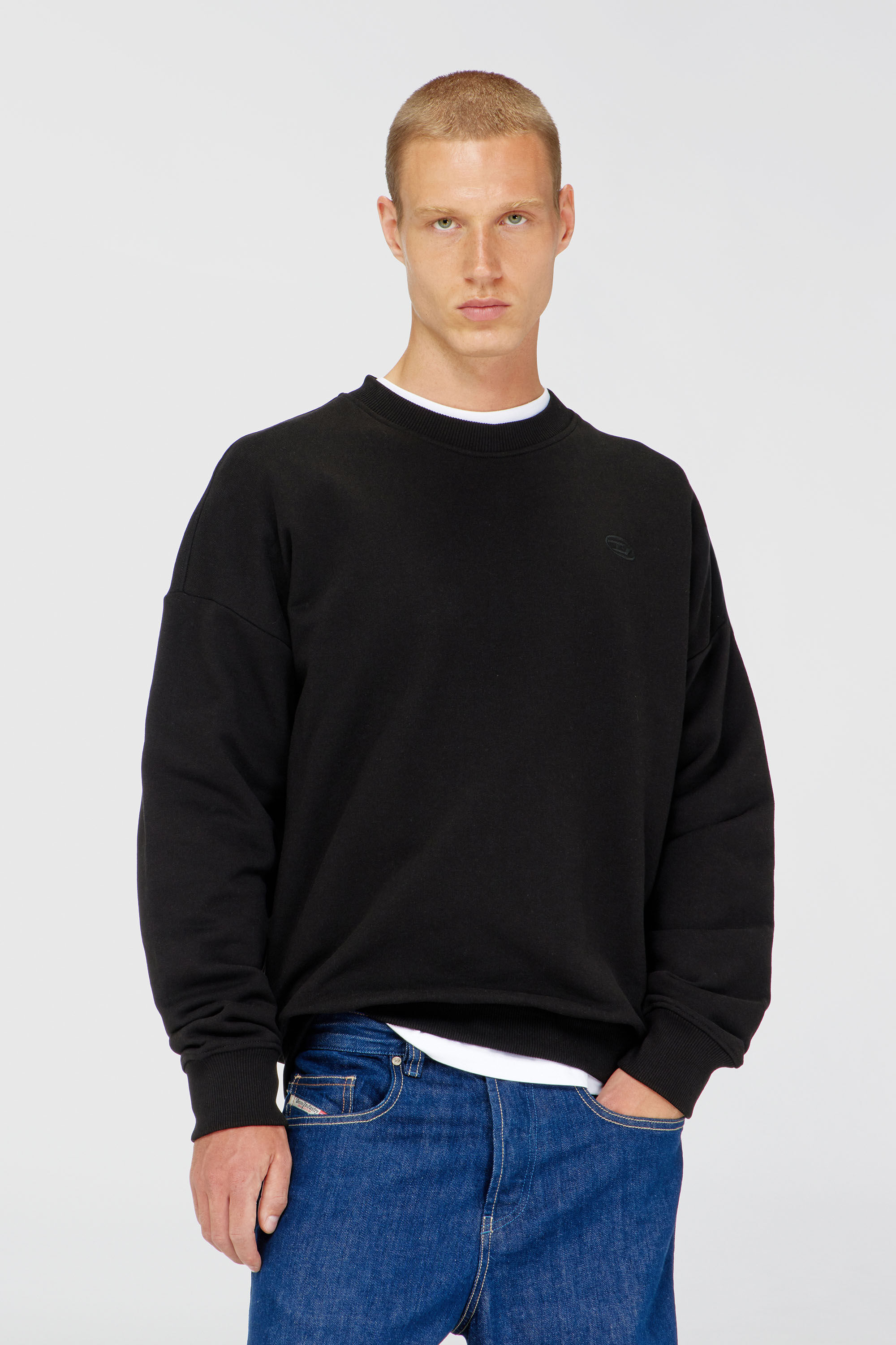 Diesel - S-ROB-MEGOVAL-D, Felpa con ricamo logo Uomo in Nero - 3