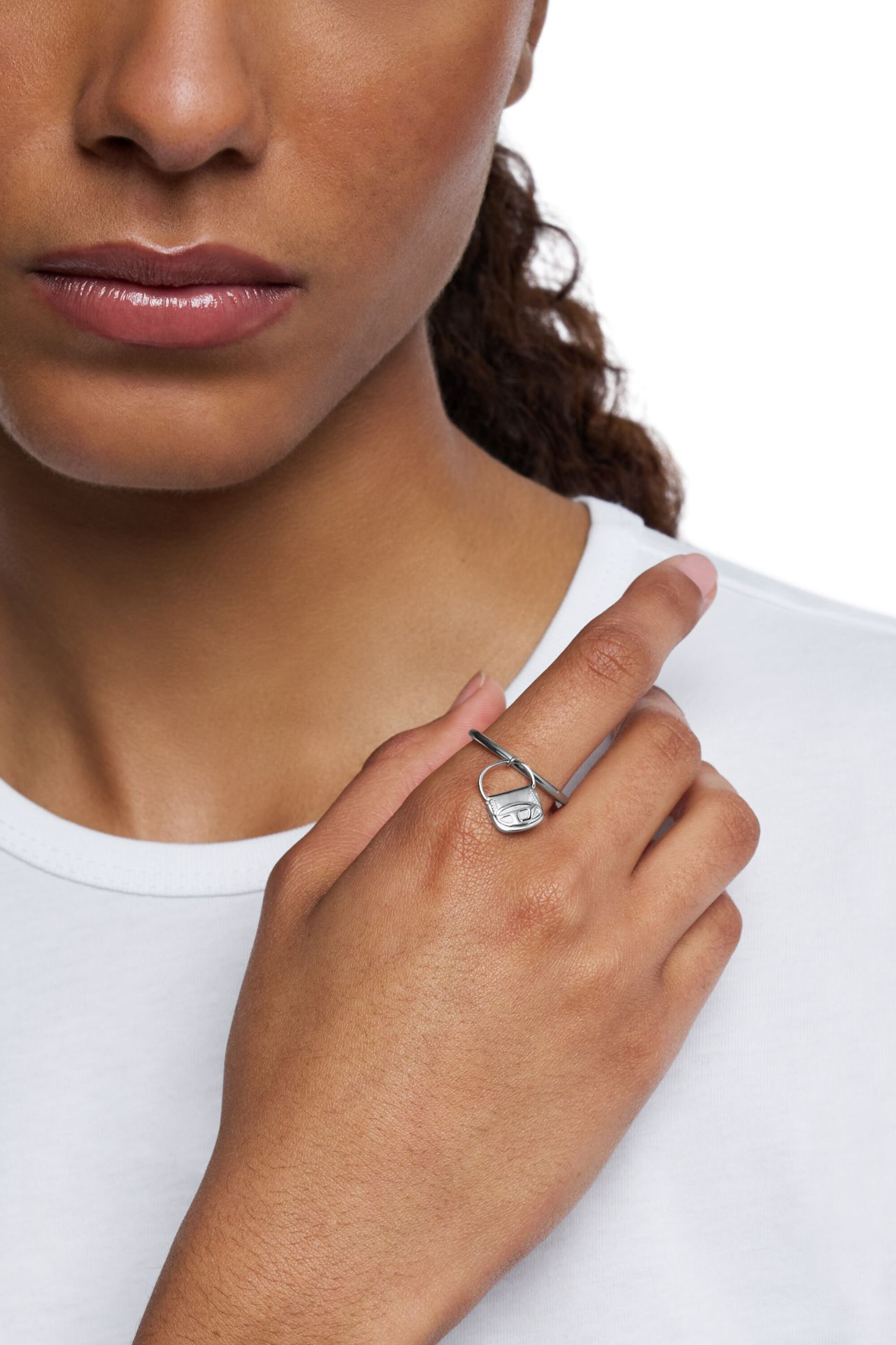 Diesel - DX1619040 JEWELLERY, Anello con charm a forma di borsa 1DR in acciaio Unisex in Argento - 3