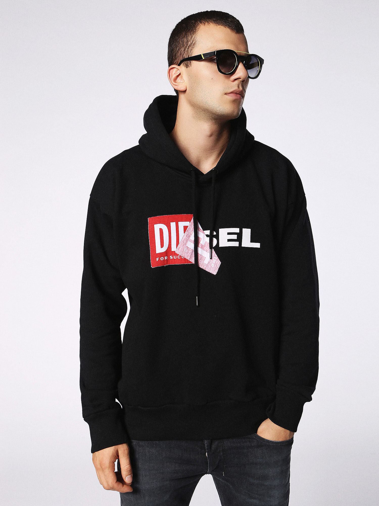 Diesel - DL0251, Occhiali tondi con clip-back lucente Unisex in Nero - 6
