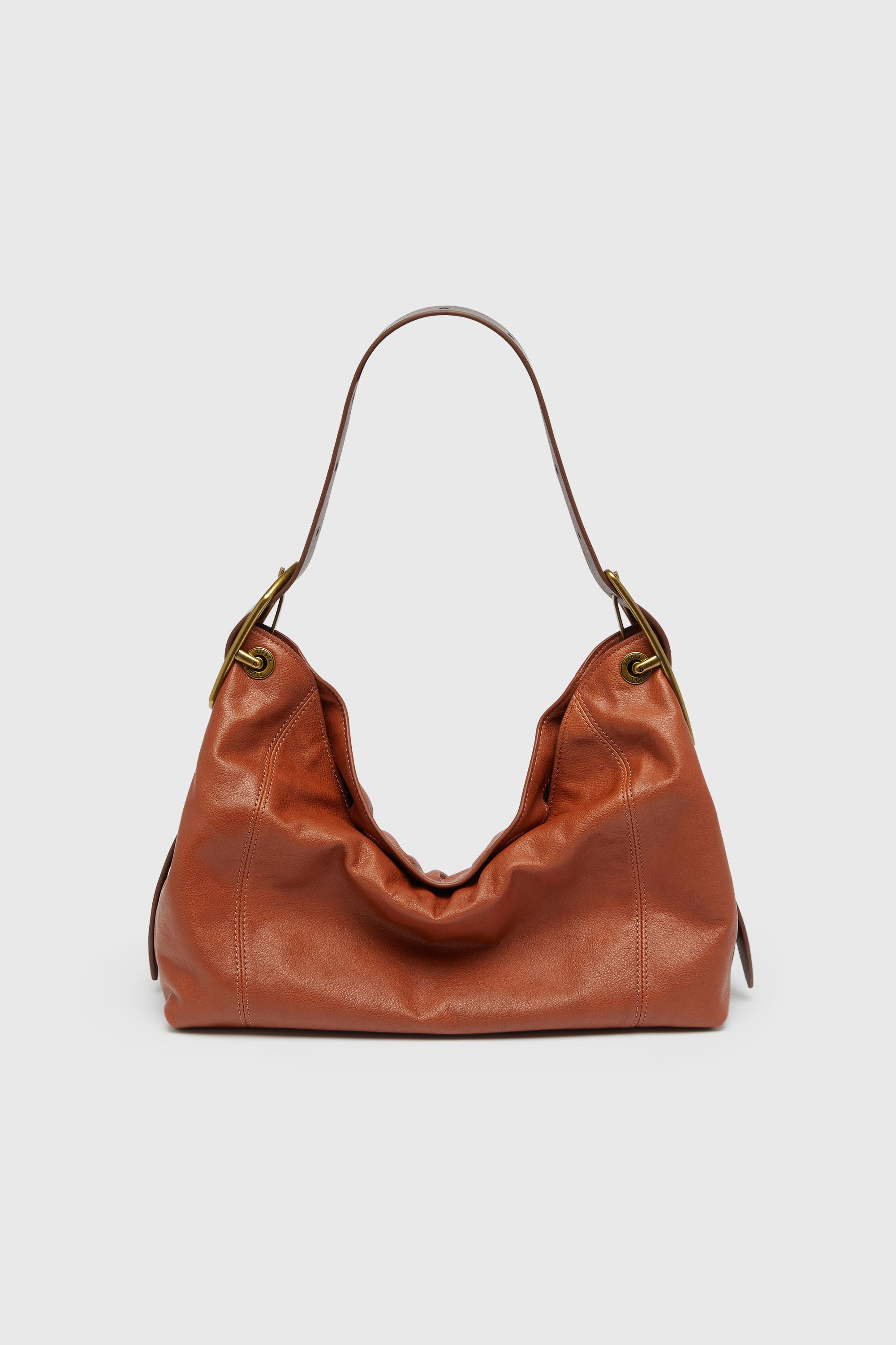 Diesel - D-LINE HOBO S, D-Line-Borsa a spalla in pelle lucida Donna in Marrone - 2