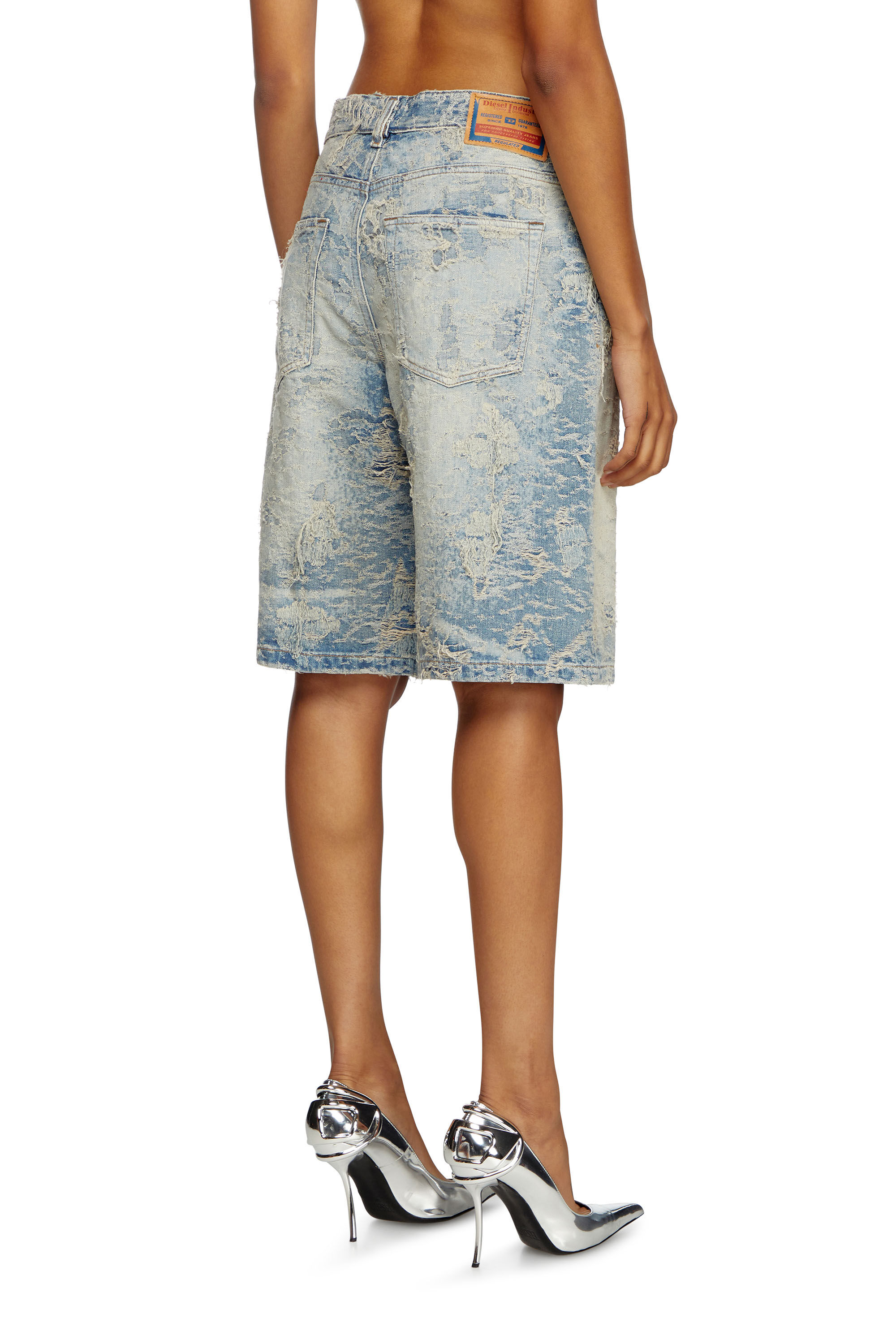 Diesel - DE-SIRE-SHORT-FSF, Short in denim jacquard effetto dirty Donna in Blu - 4