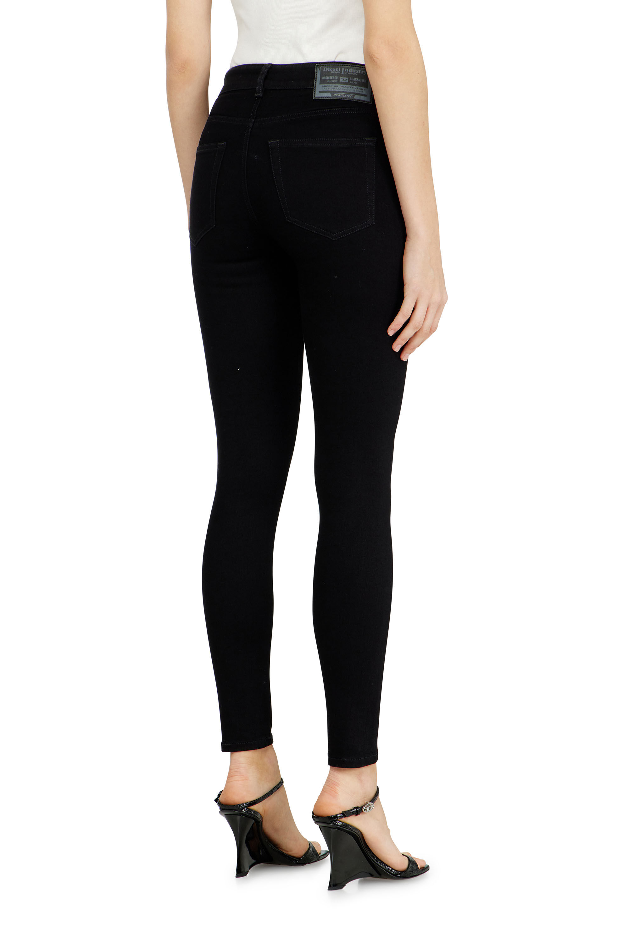 Diesel - Skinny Jeans 2017 Slandy 069EF Donna, Nero/Grigio scuro - Image 5