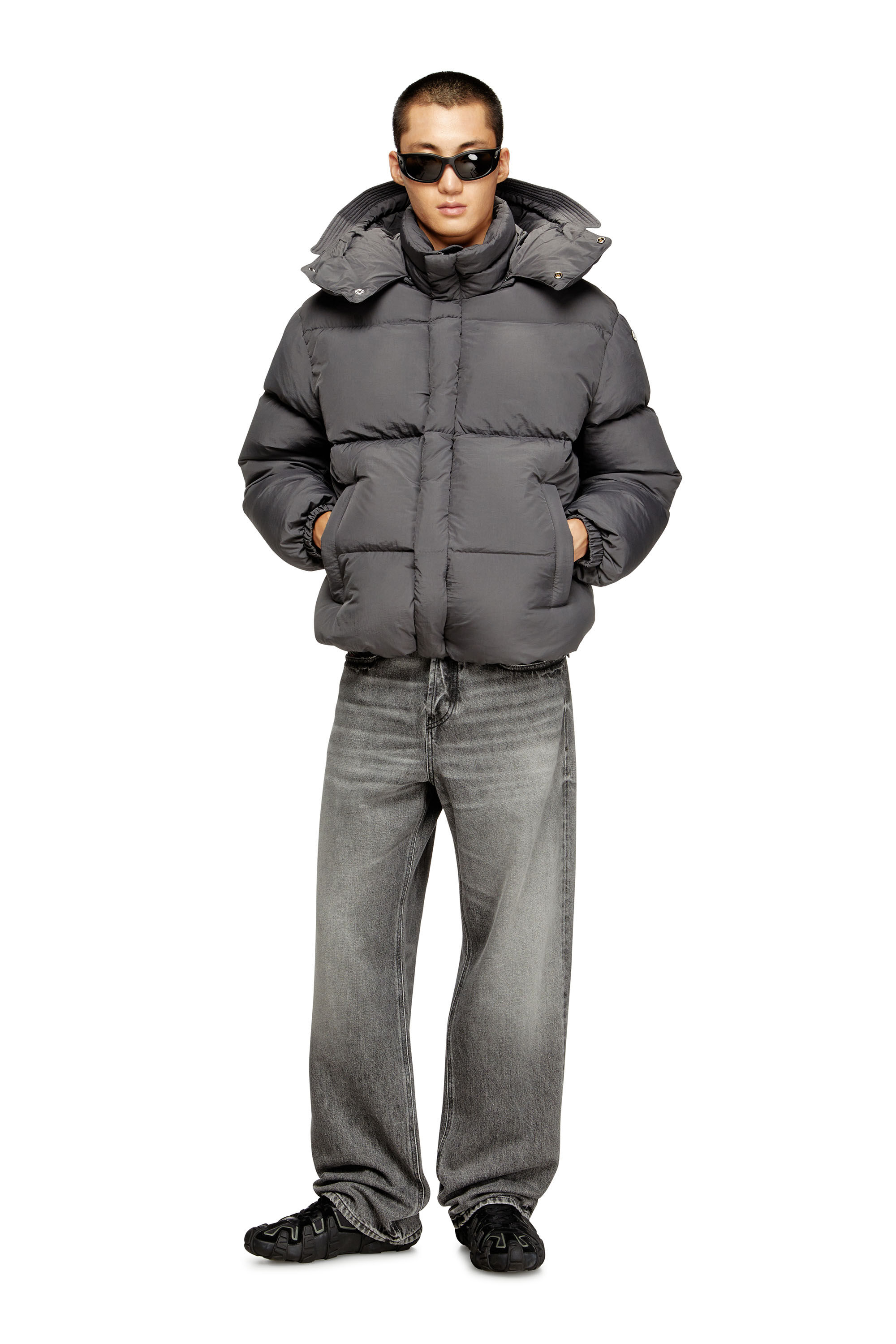 Diesel - W-ROLFYS, Piumino in nylon Taslan riciclato Uomo in Grigio - 1