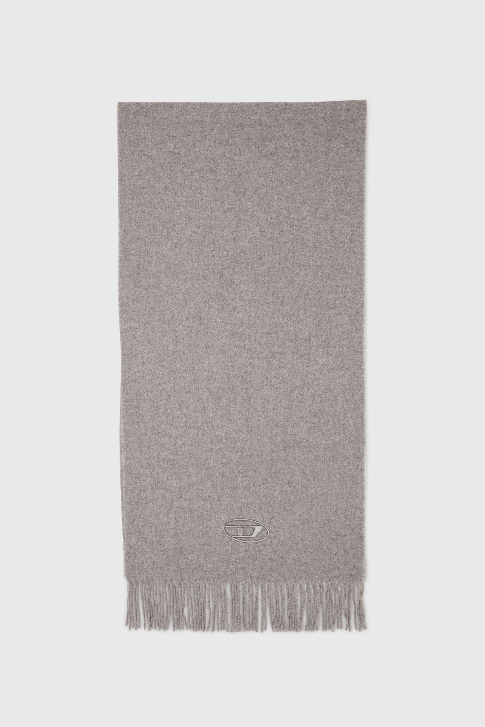 Diesel - S-IMON-D-LONG, Sciarpa in misto lana con bordi frangiati Unisex in Grigio - 1