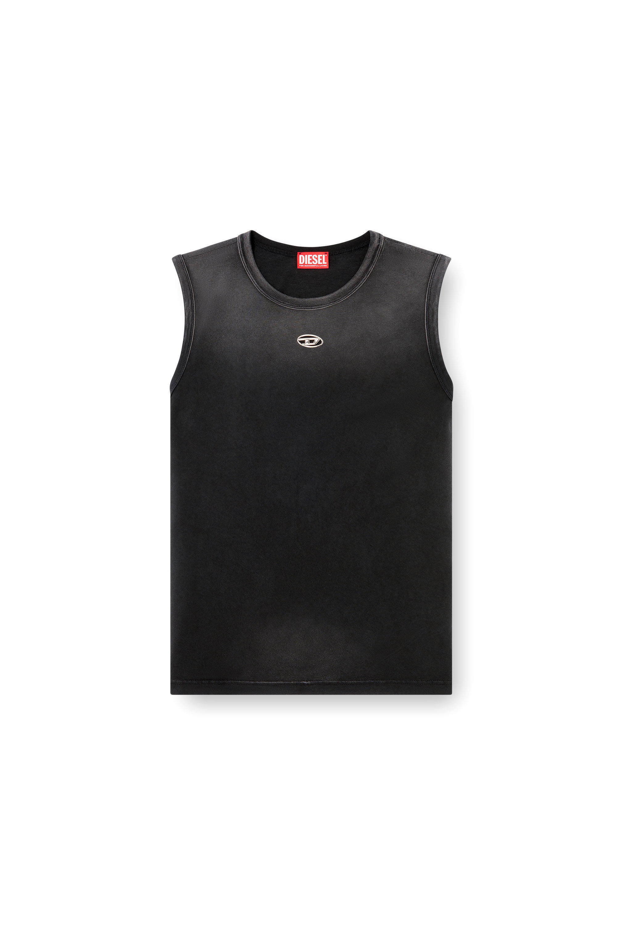 Diesel - T-BRICO-NEW, Canotta sfumata con Oval D cut-out Uomo in Nero - 2