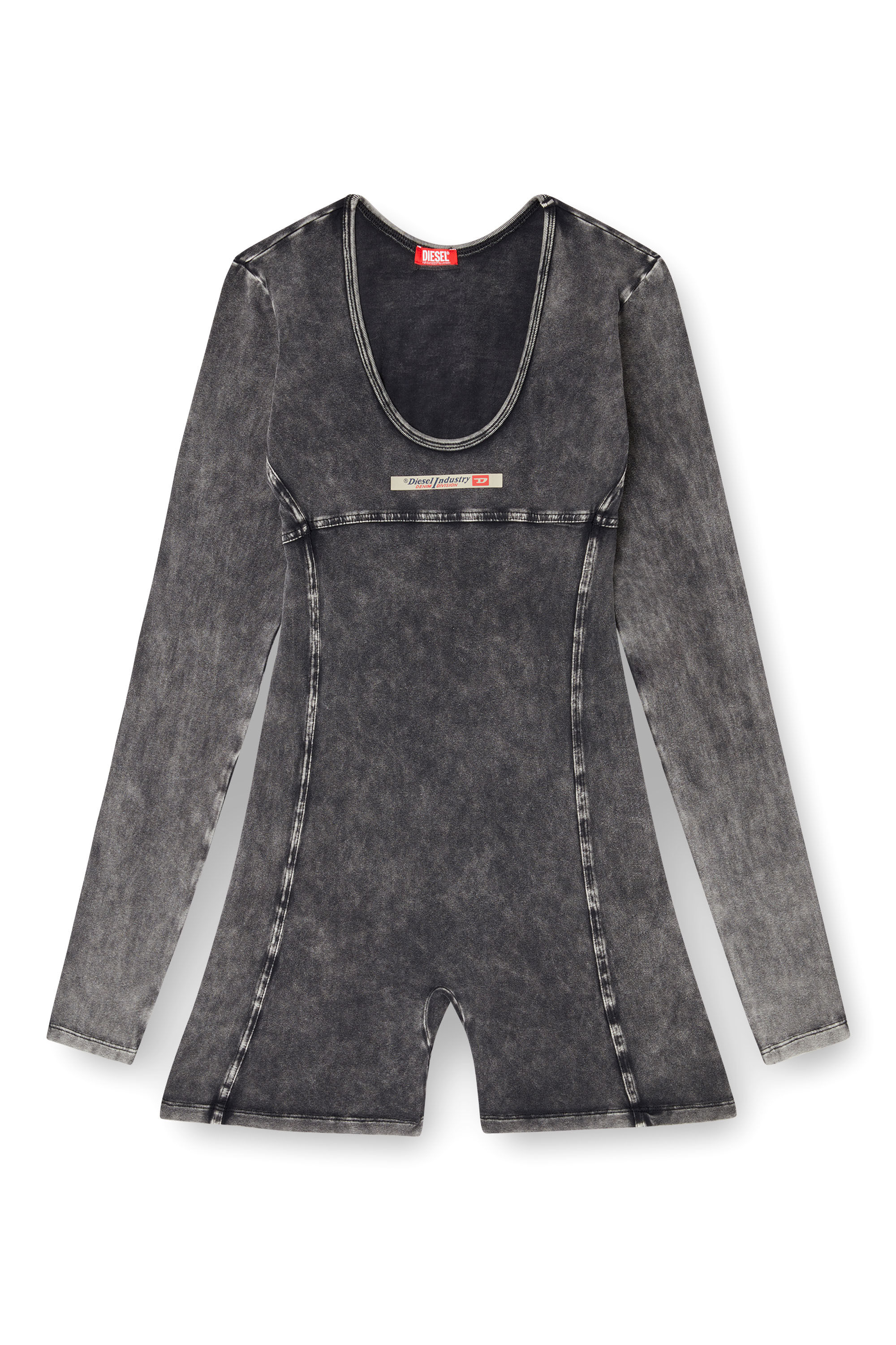 Diesel - KARIM-DNM, Playsuit in jersey effetto denim Donna in Nero - 1