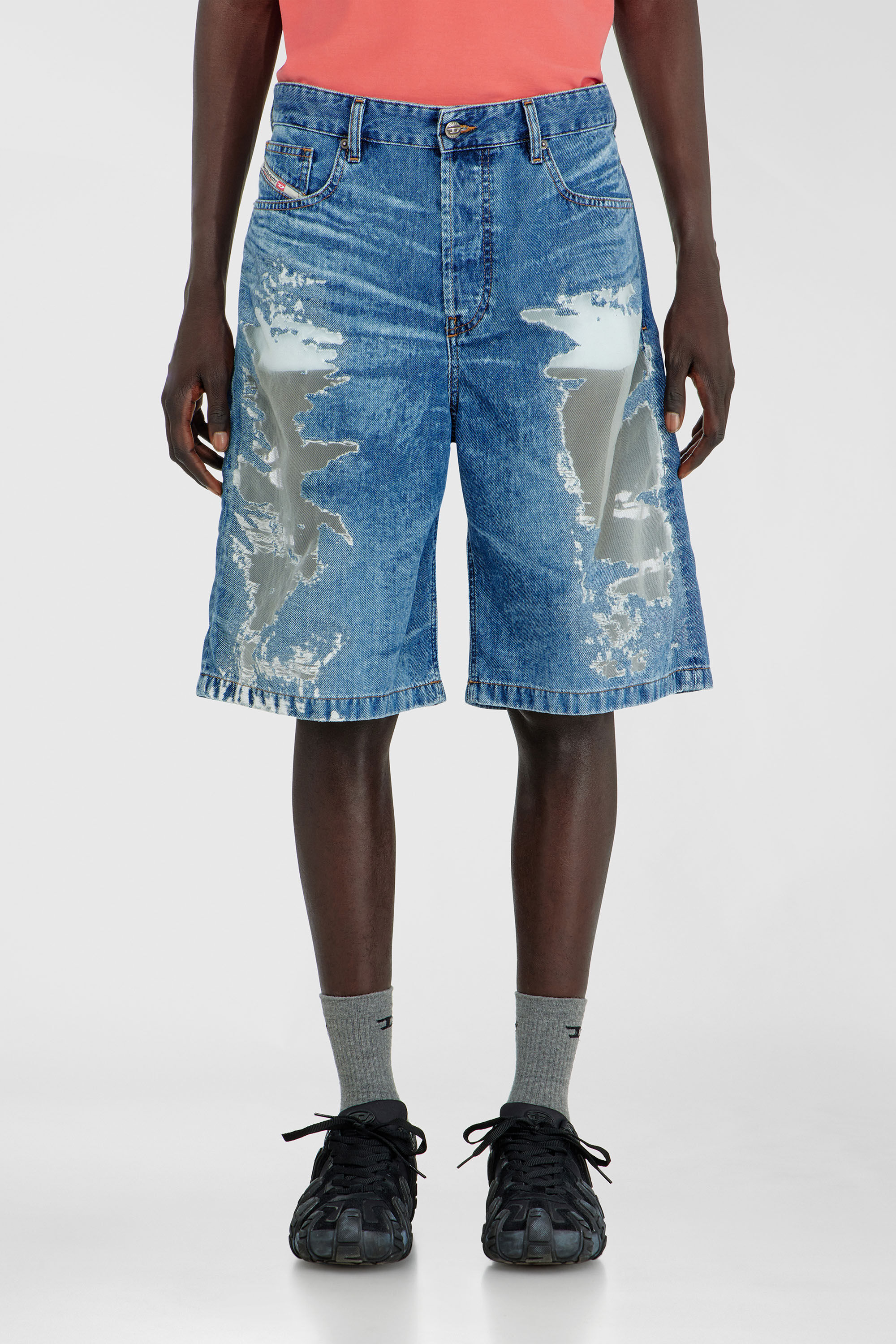 Diesel - PR-DE-SIRE-SHORT, Pantaloni corti in denim devor&eacute; Unisex in Blu - 3