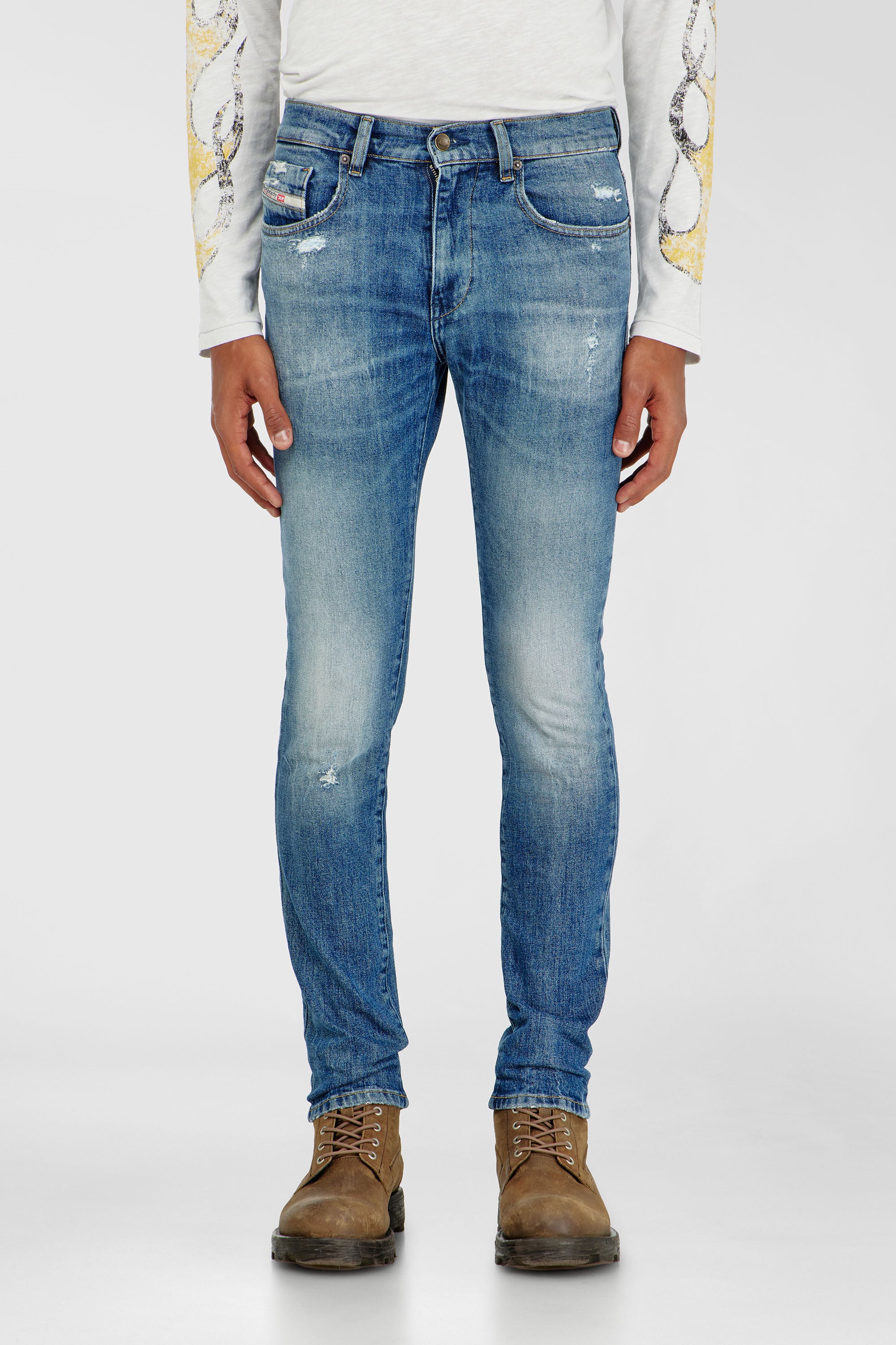 Diesel - Man's Slim Jeans 2019 D-Strukt 0KICR, Medium blue - 4