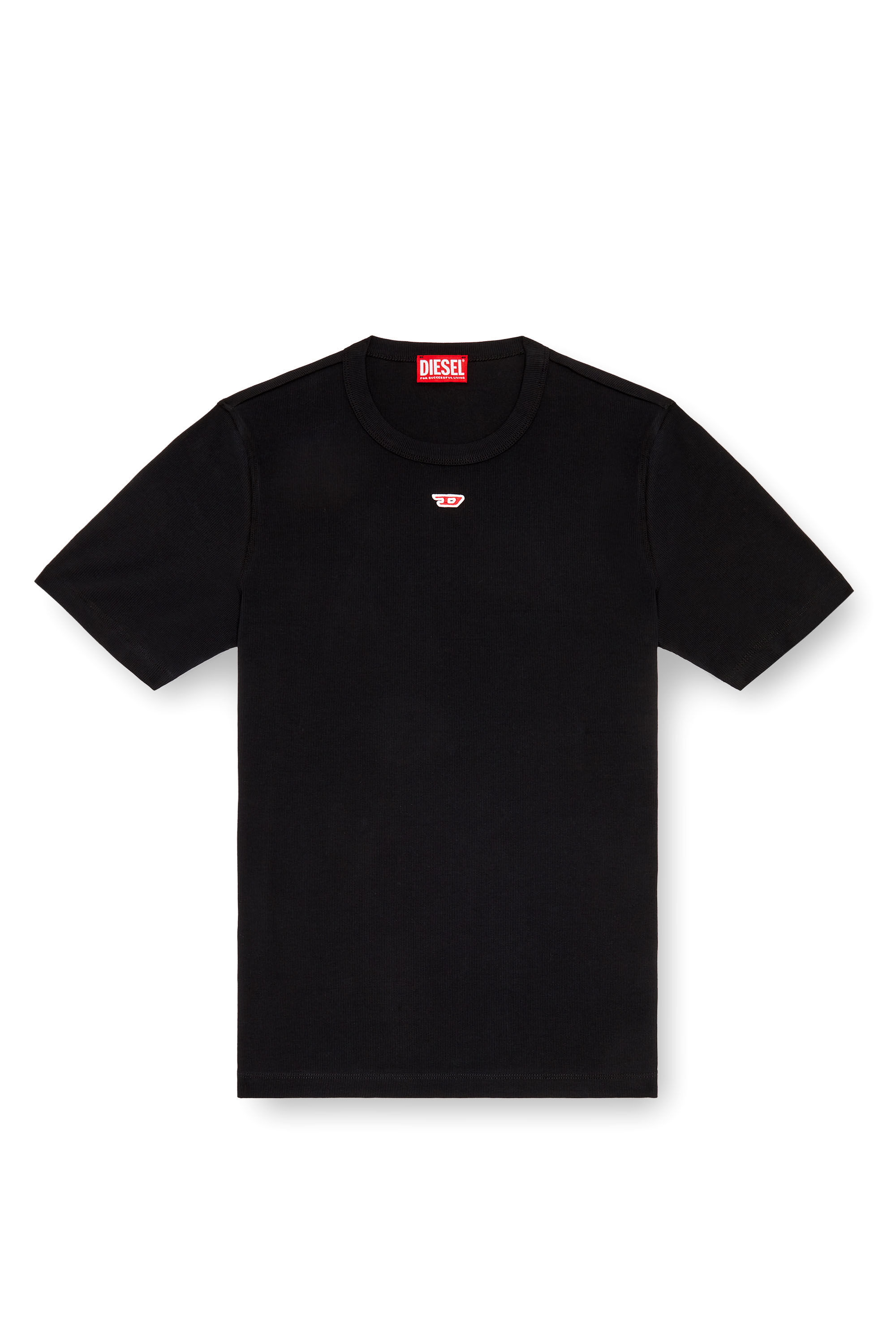 Diesel - D-RIBBER-N, T-shirt con logo D applicato Uomo in Nero - 2