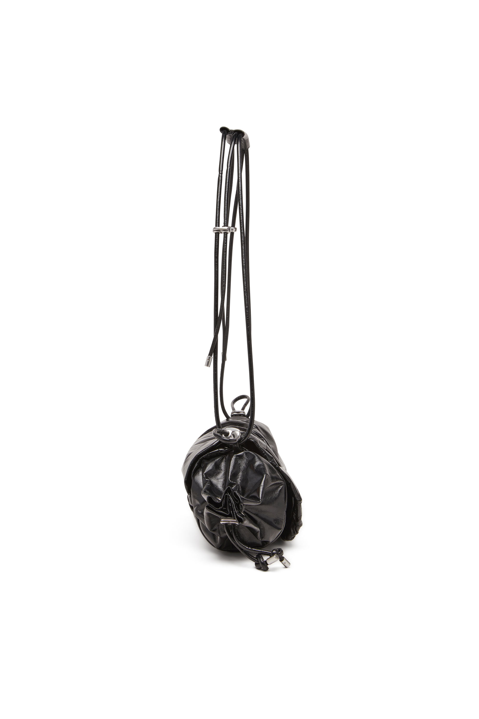 Diesel - SCRUNCH-D SHOULDER M, Scrunch-D M-Borsa a spalla in pelle lucida Donna in Nero - 4