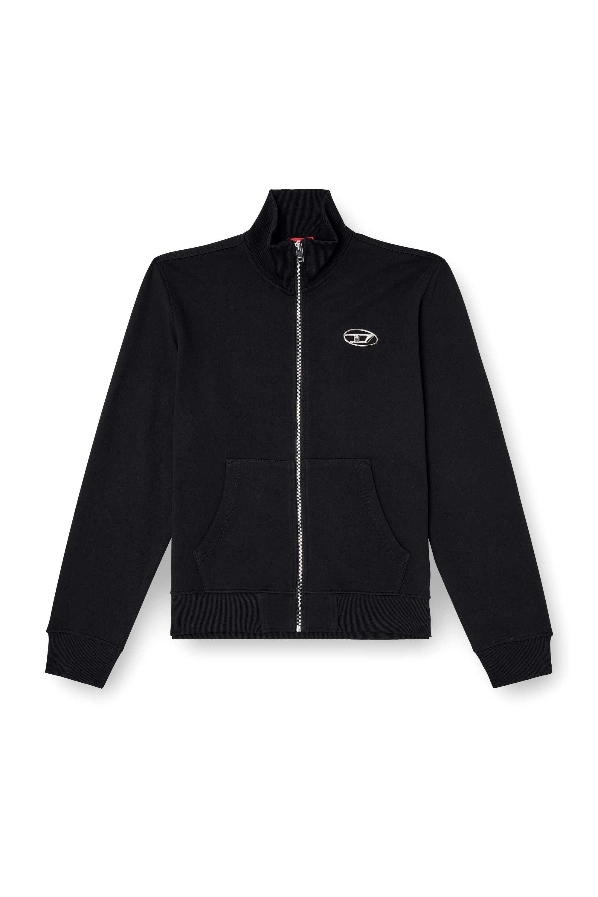 Diesel - S-GINNI-ZIP-OD, Felpa con zip e logo metallizzato Uomo in Nero - 2