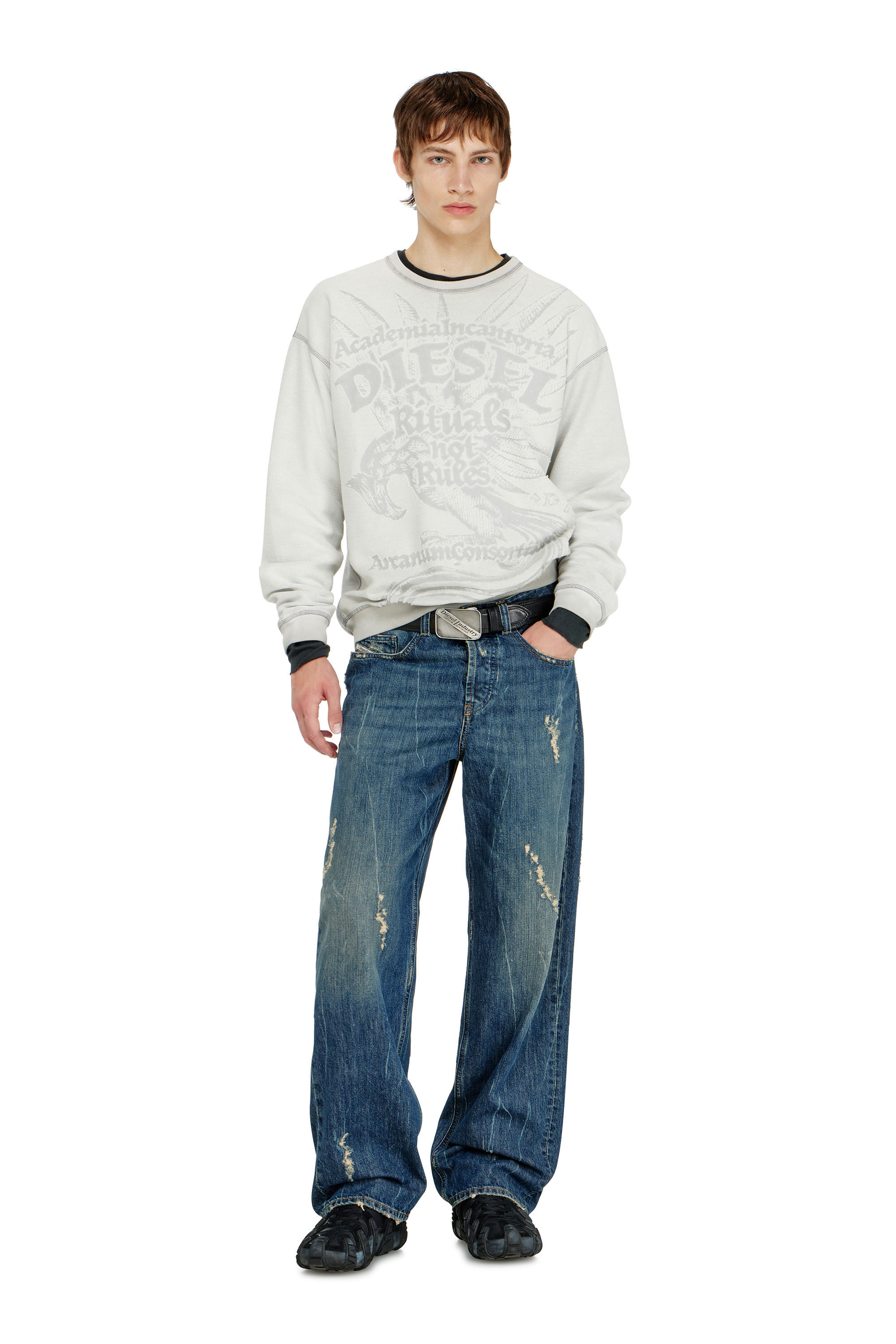 Diesel - S-ARON-RAW, Felpa con stampa d&eacute;vor&eacute; Uomo in ToBeDefined - 1