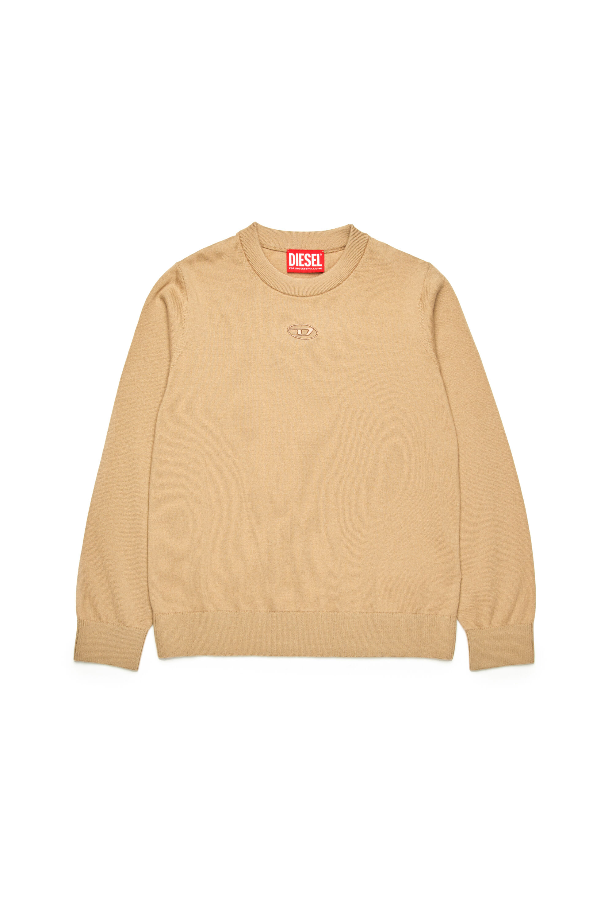 Diesel - KVIERI, Maglione in cotone con ricamo Oval D Uomo in Marrone - 1