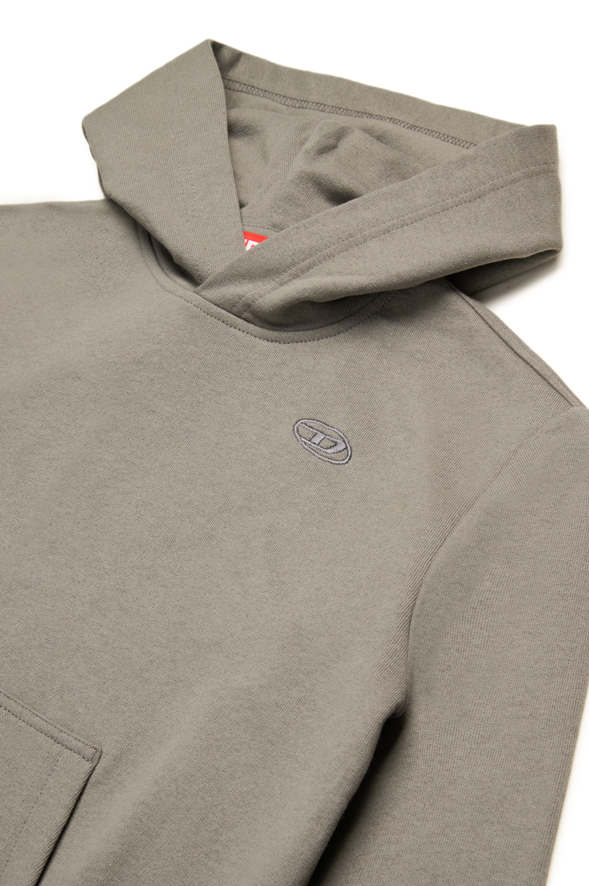 Diesel - SMACSHOODMEGOVALD OVER, Felpa con cappuccio con mega ricamo Oval D Uomo in Grigio - 3