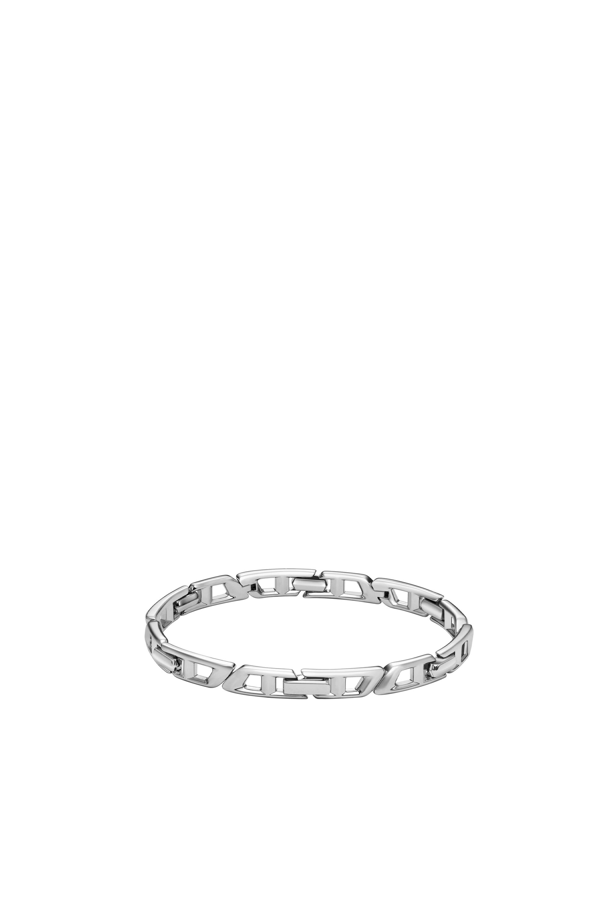 Diesel - DL1350040 STERLING SILVER JEWEL, Bracciale in argento sterling con maglie D Logo Unisex in Argento - 2