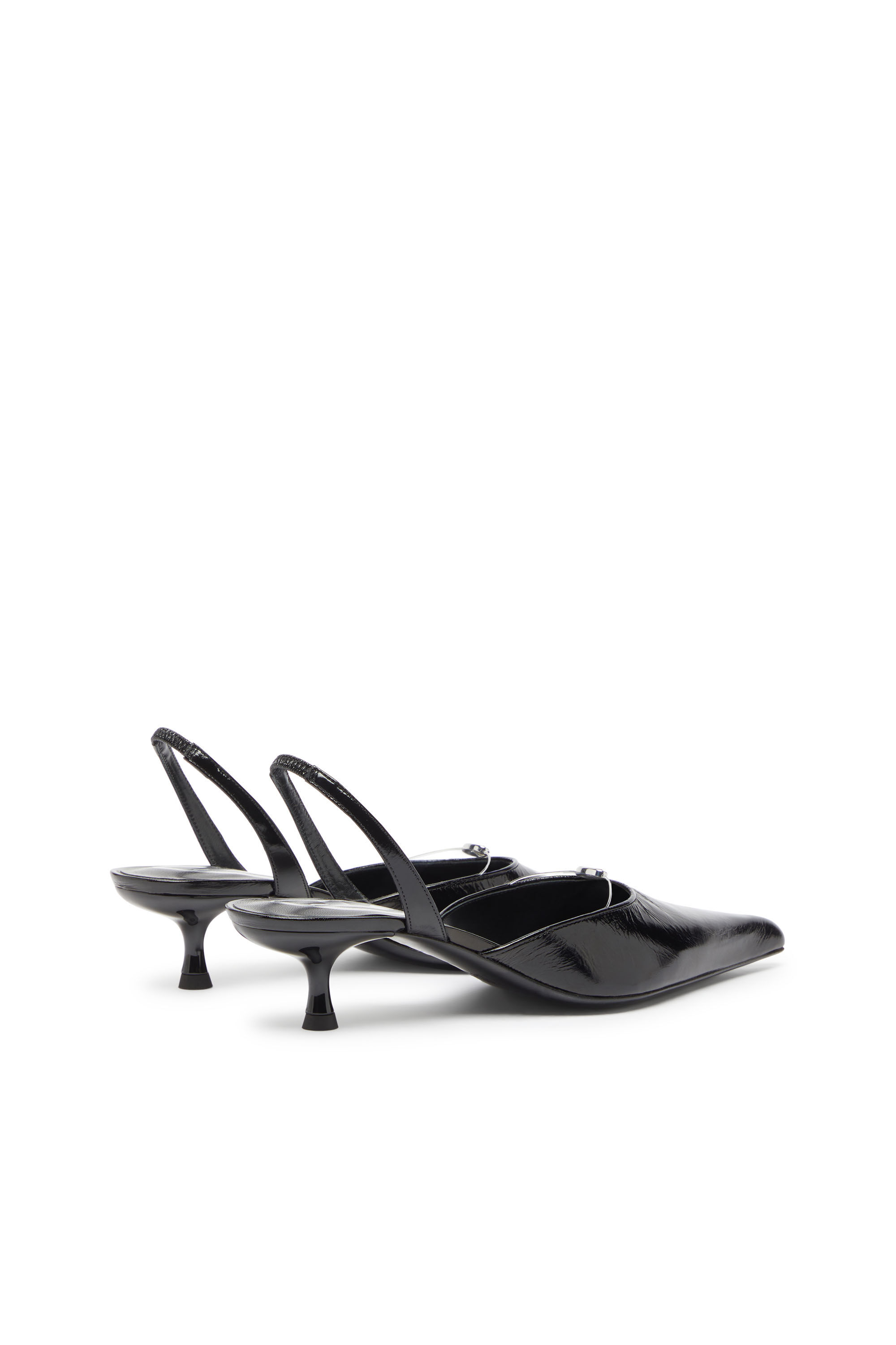 Diesel - D-JEWELS 40 D'OR, D-Ten&Half - Slingback in pelle con gioiello Oval D Donna in Nero - 3
