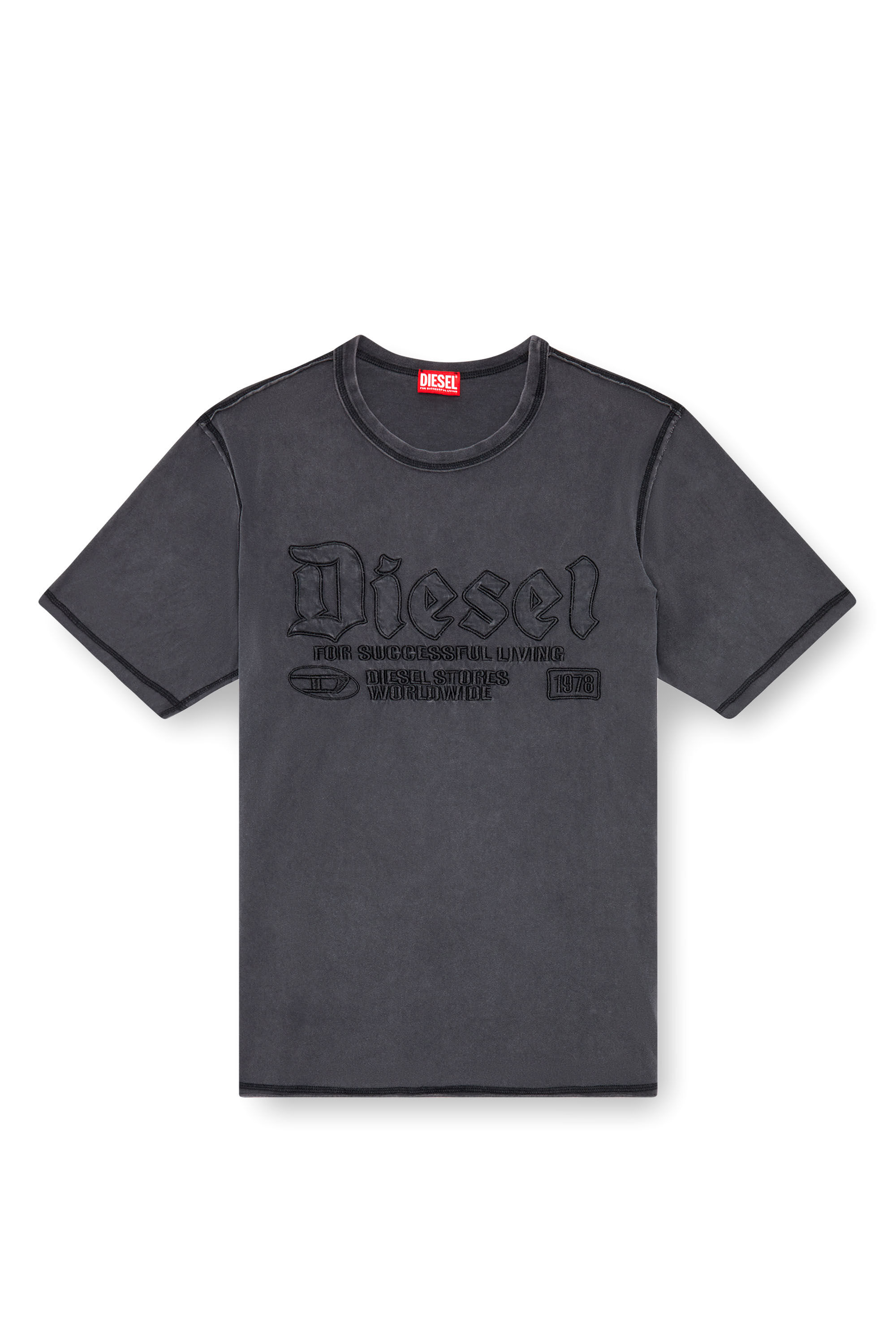 T shirt sfumata con ricamo in tono Uomo Nero Diesel