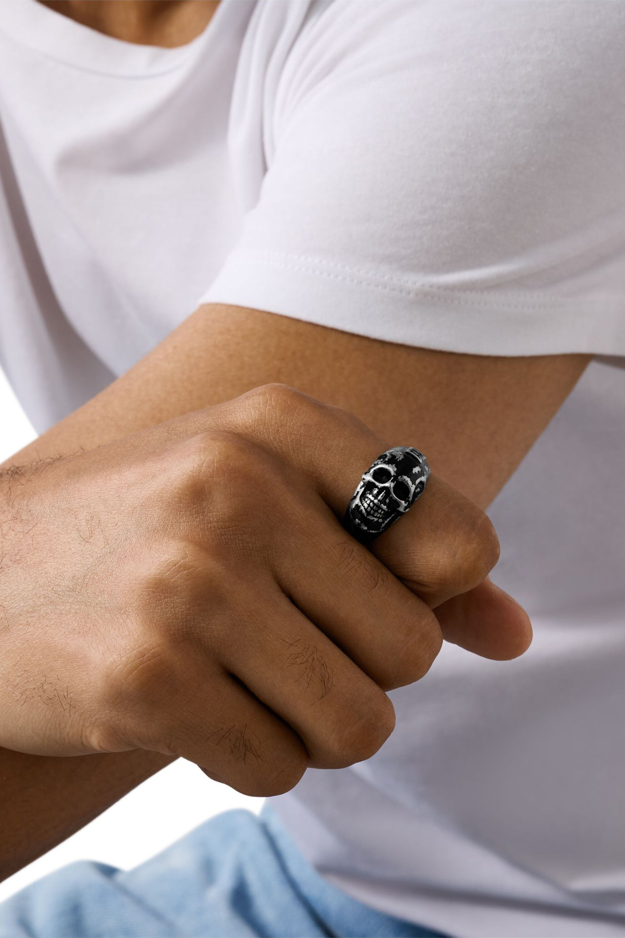 Diesel - DX1579040 JEWEL, Anello in acciaio inossidabile con teschio Unisex in Nero - 3