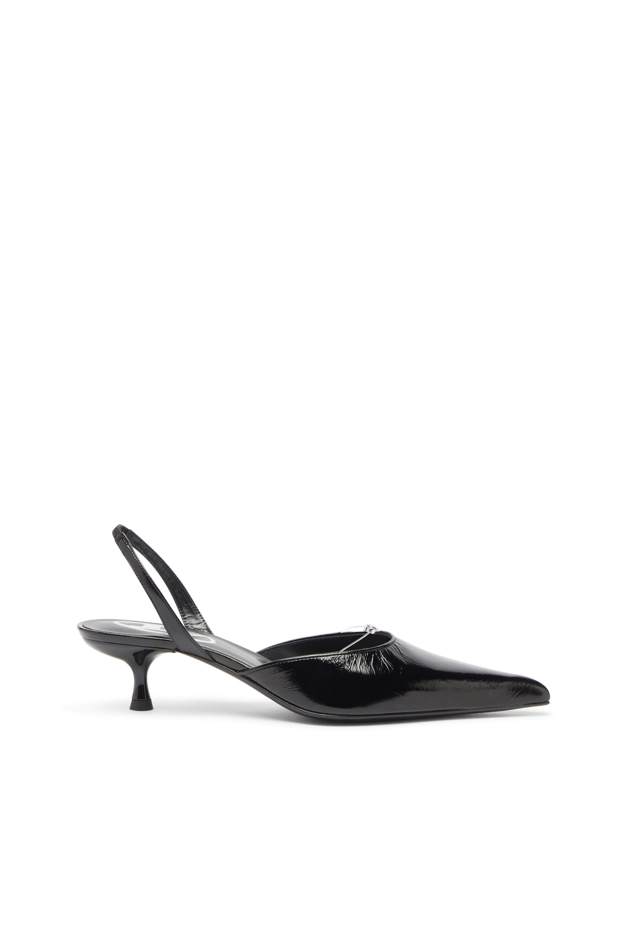 Diesel - D-JEWELS 40 D'OR, D-Ten&Half - Slingback in pelle con gioiello Oval D Donna in Nero - 1