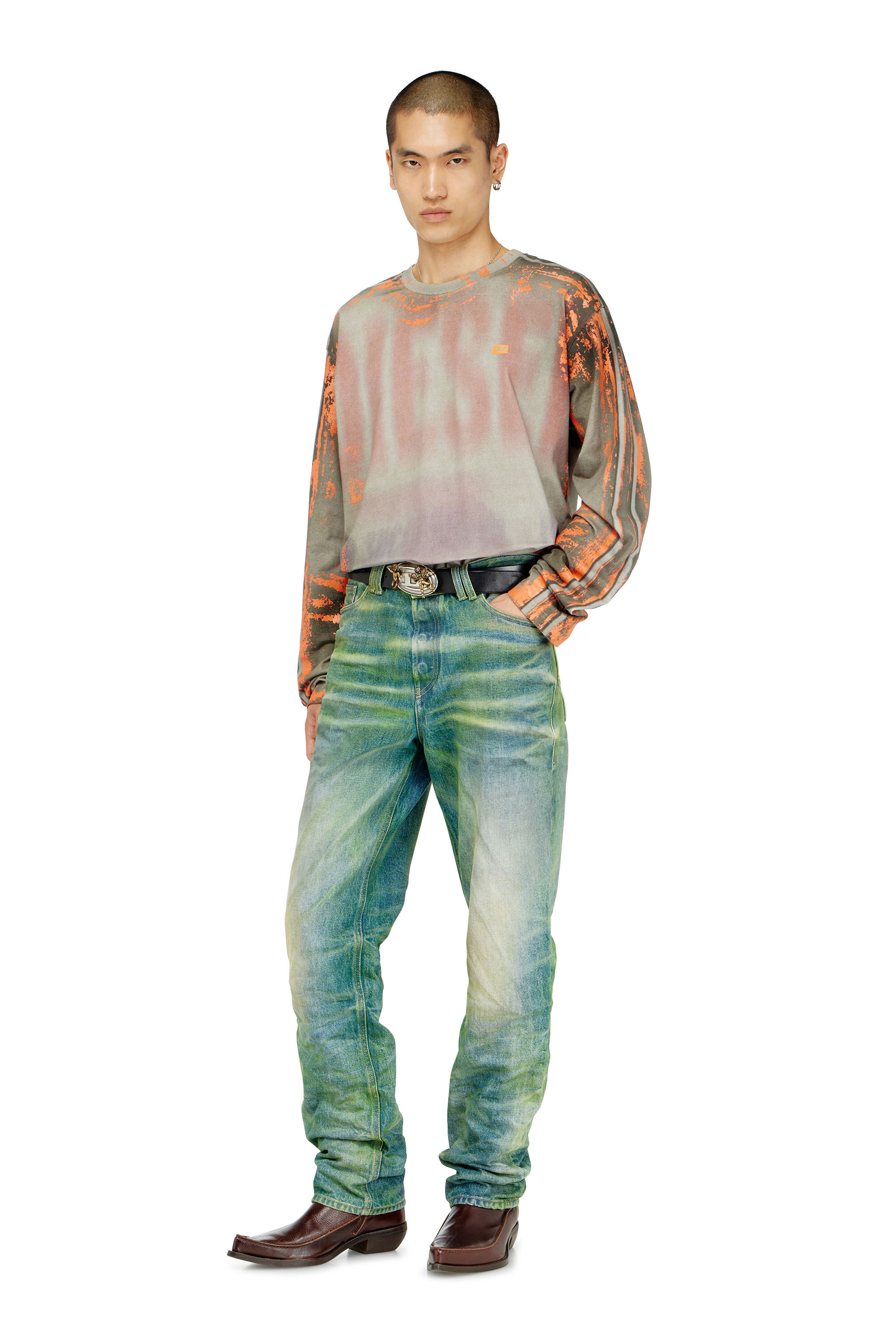 Diesel - T-FILMY, T-shirt a manica lunga in jersey effetto screpolato Uomo in ToBeDefined - 1