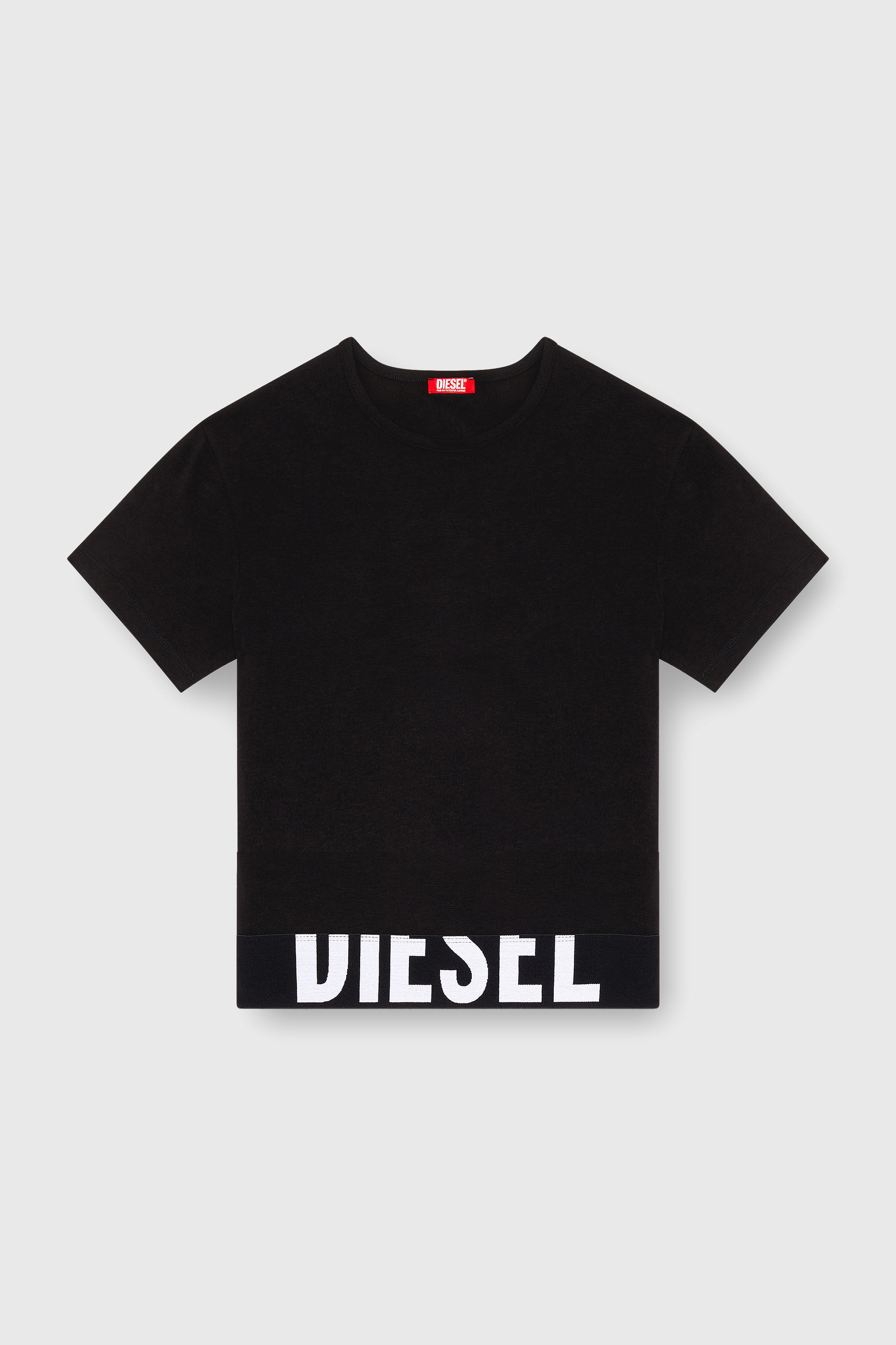 Diesel - UFTEE-SPORT-CROPPED-T-SHIRT, Crop top sportivo con fascia logo Donna in Nero - 2