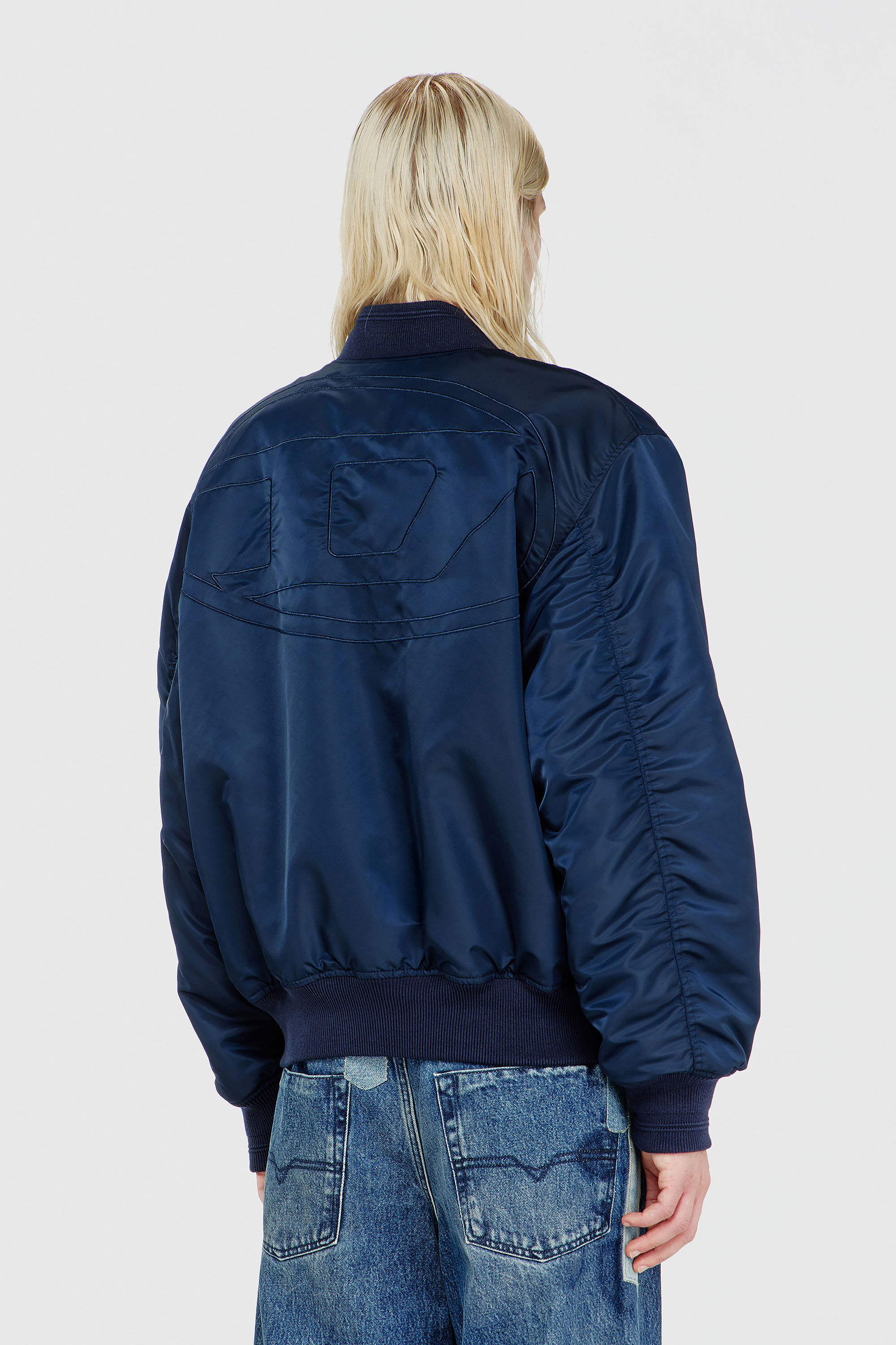 Diesel - W-TYPE-D1, Giacca bomber imbottita con ricamo Oval D Uomo in Blu - 4