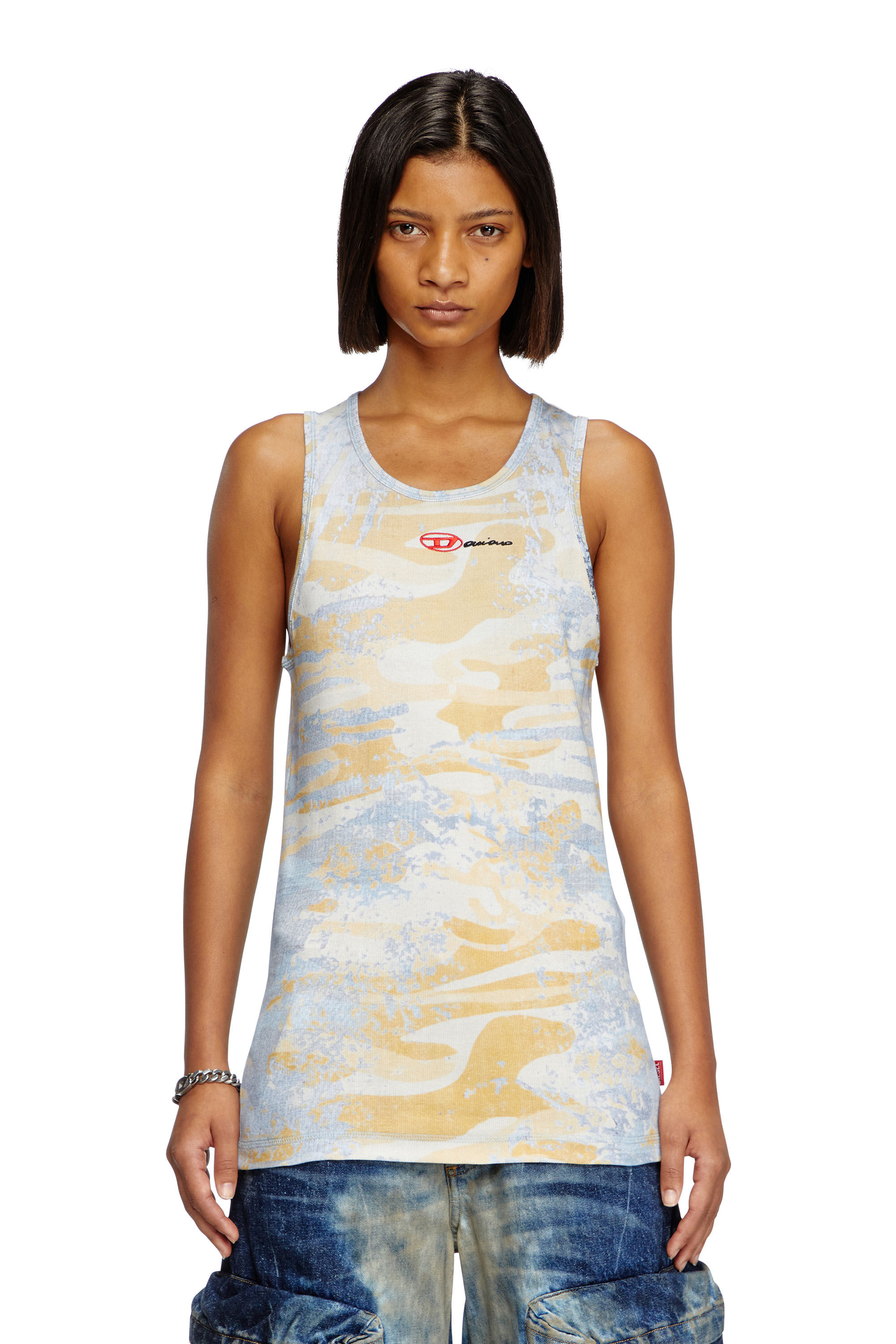 Canotta camouflage in cotone stretch Donna Multicolor Diesel
