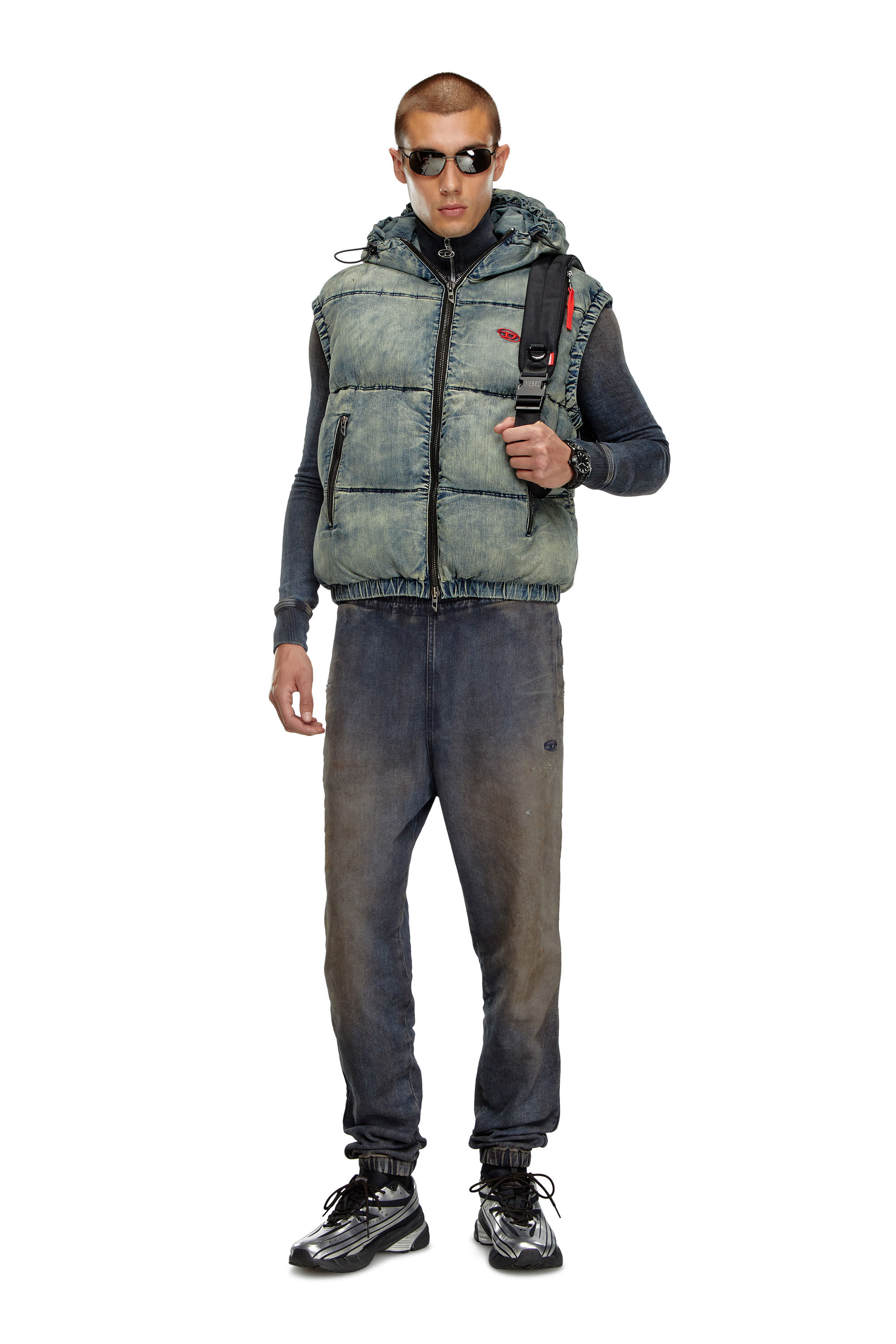 Diesel - W-MONS-SL, Gilet imbottito in denim schiarito Uomo in Blu - 1