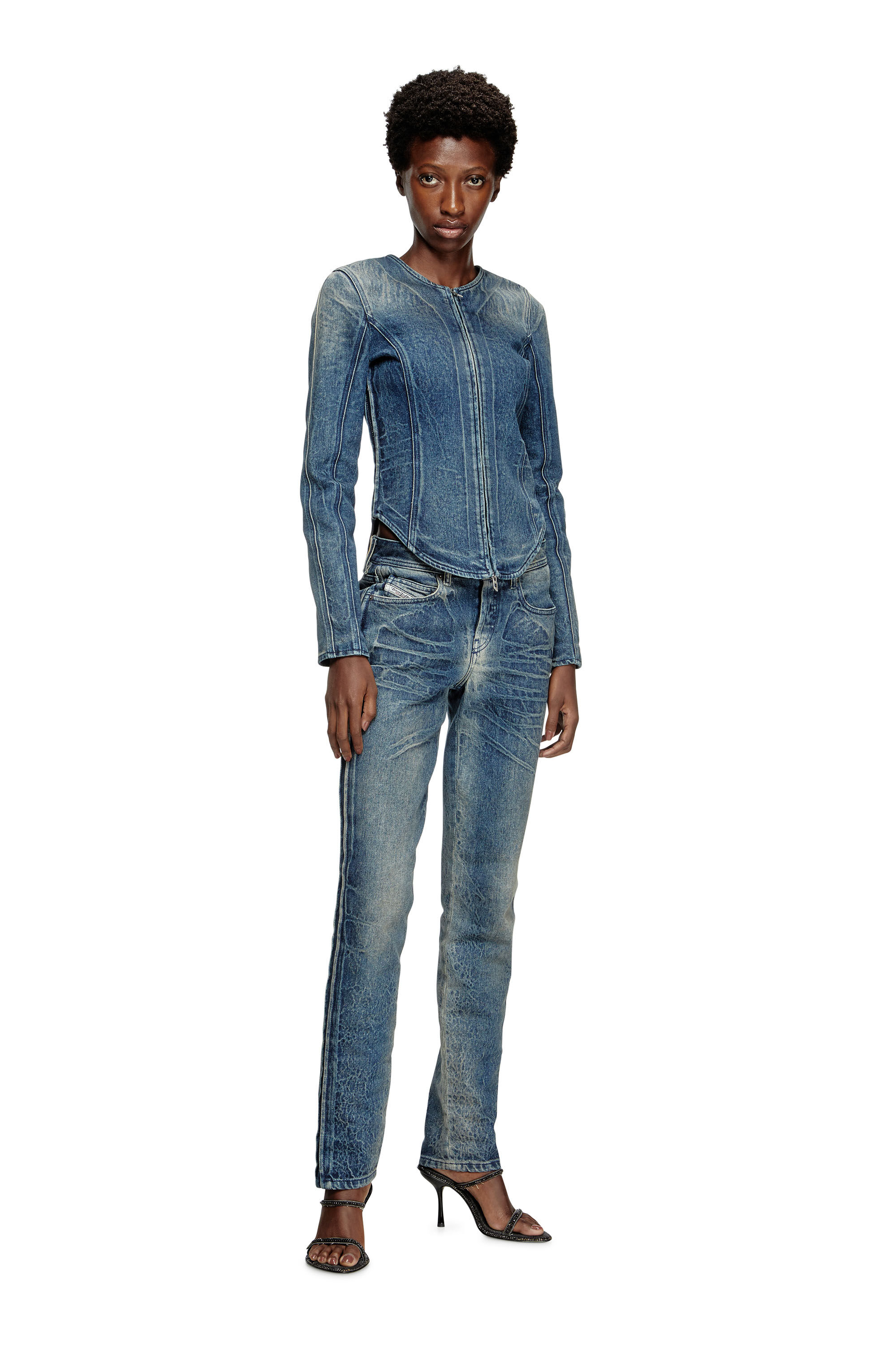 Diesel - DE-GARY-FSG, Giacca in denim Ghost Embossed Donna in Blu - 1