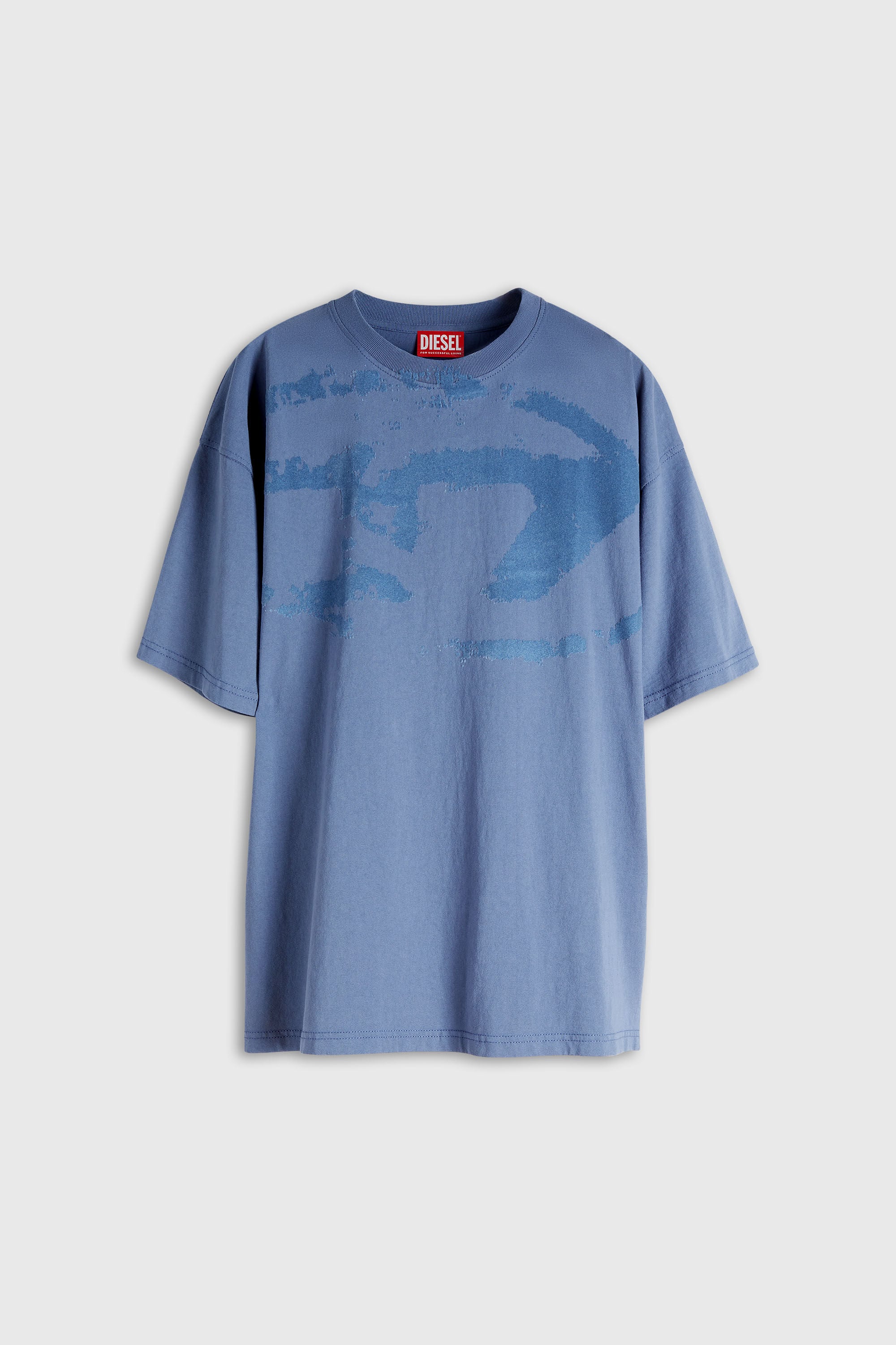Diesel - T-BOXT-N14, T-shirt con stampa distressed floccata Uomo in Blu - 2