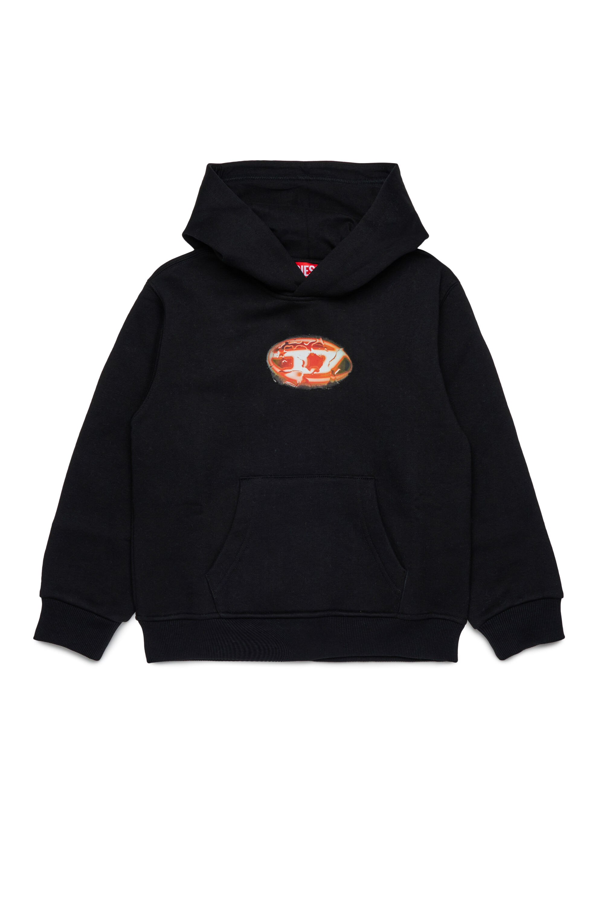 Diesel - SBOXTHOODK3 OVER, Felpa cotone con tasca a marsupio Uomo in Nero - 1