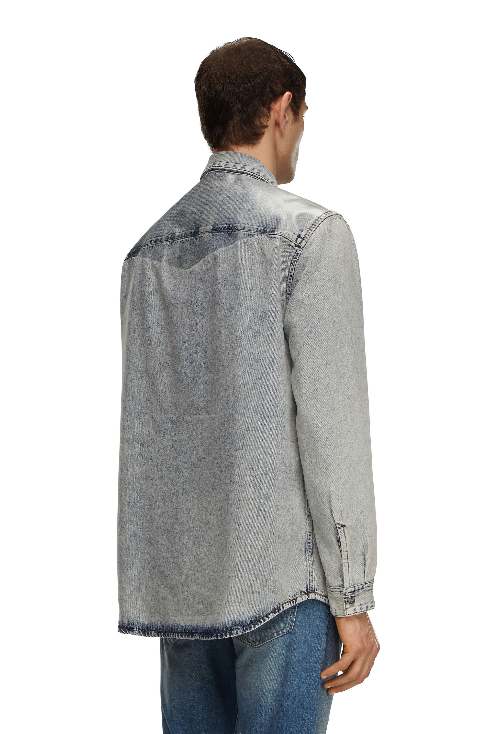Diesel - D-SIMPLY-S2, Camicia in denim stretch con carré coated Uomo in Blu - 2