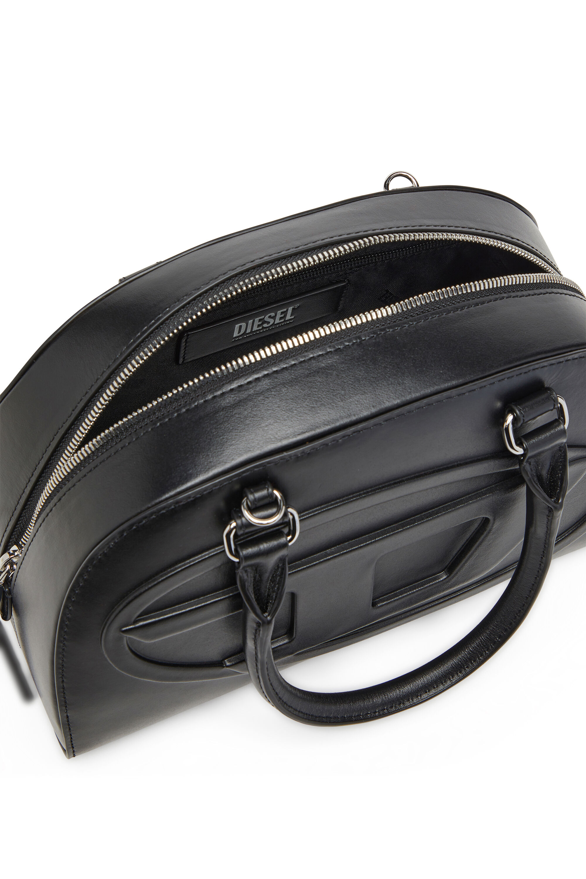 Diesel - 1DR DOME TOP HANDLE, Borsa bowling in pelle Donna in Nero - 5