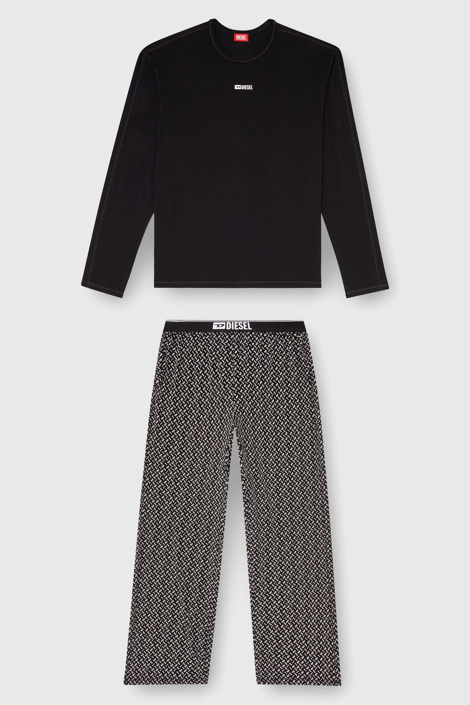Diesel - SET-NOLAN-D-BOX, Pigiama set in cotone con pantaloni stampati Uomo in Nero - 2