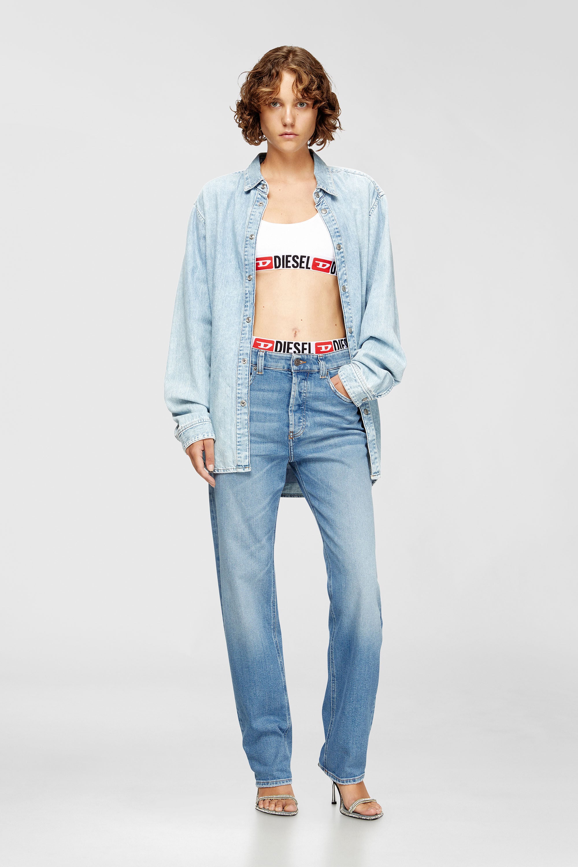 Diesel - UFSB-ORIBA, Bralette con fascia logata Donna in Bianco - 6