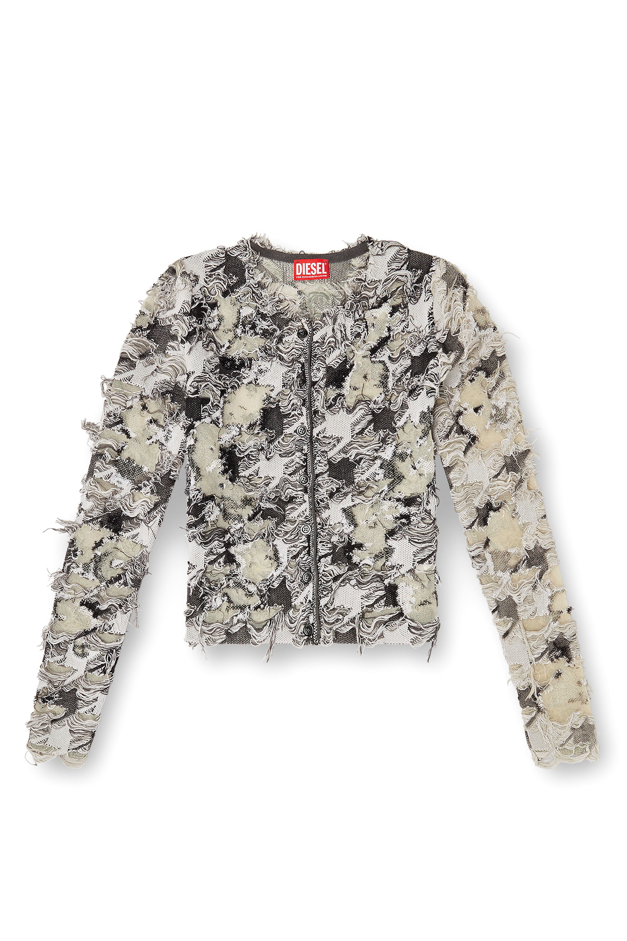Diesel - M-SIBYLLA, Cardigan in jaquard dévoré con motivo a quadri Donna in Multicolor - 2