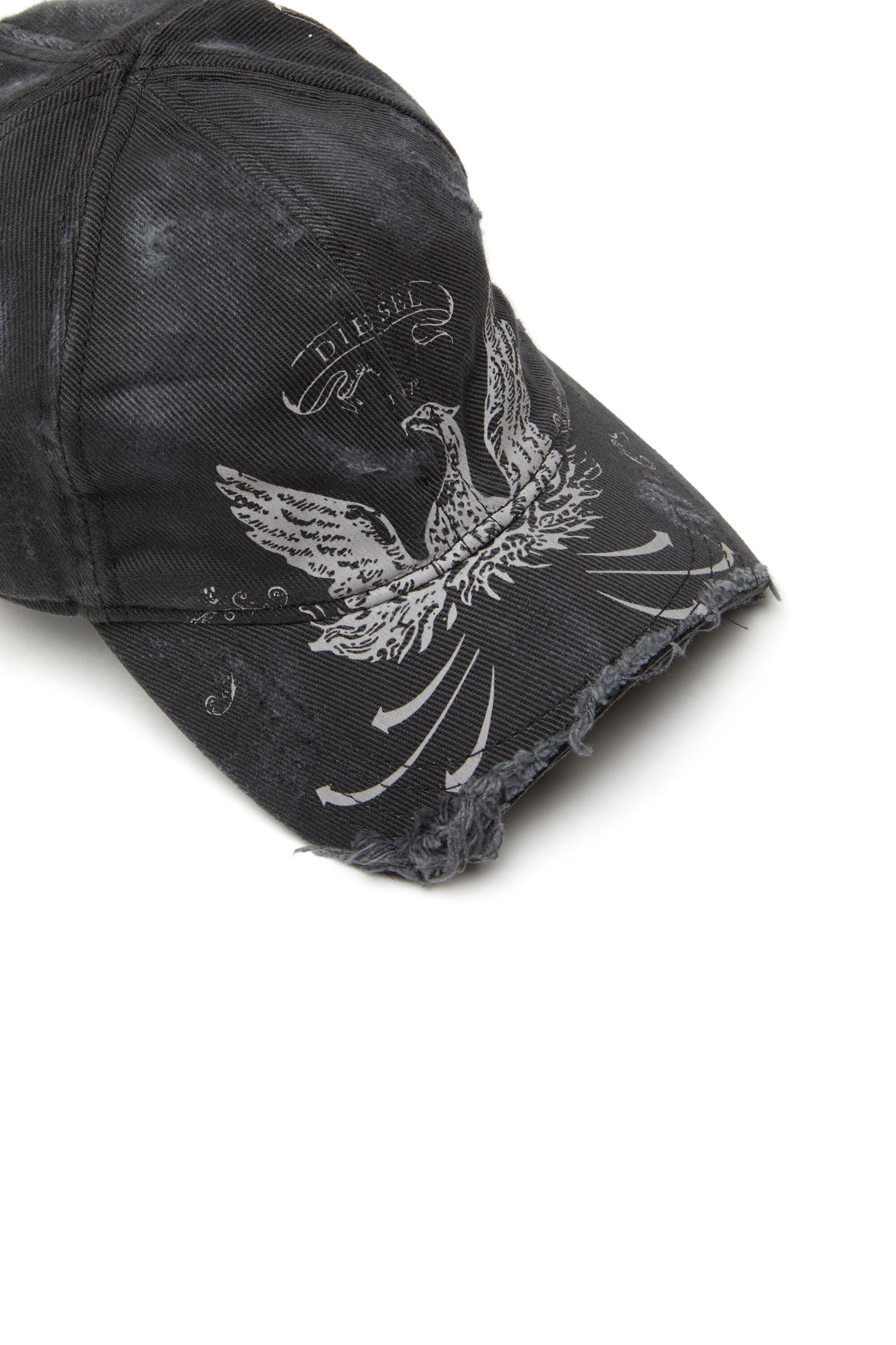 Diesel - C-FENIX, Cappello da baseball distressed e iconica stampa fenice Uomo in Nero - 3