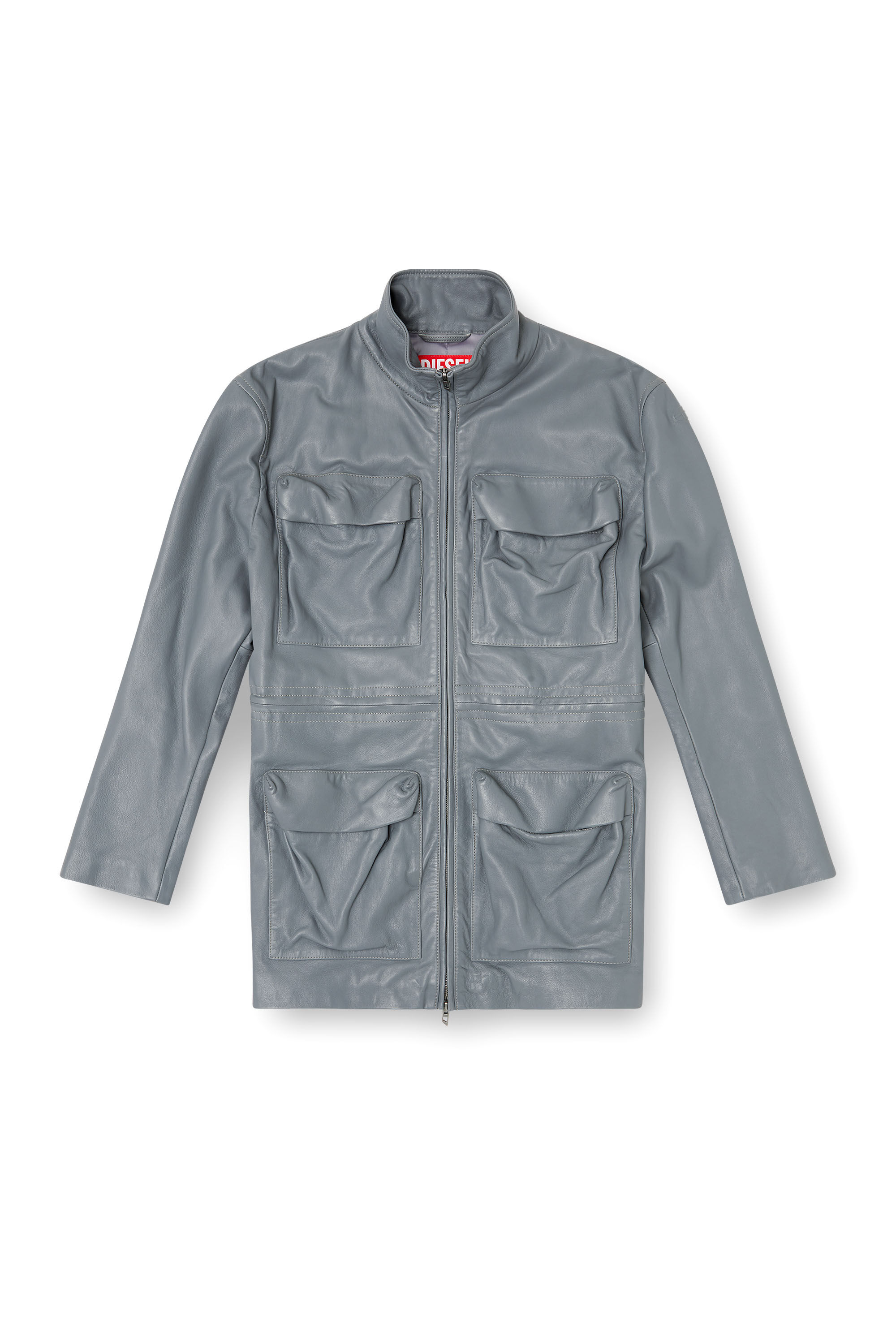 Diesel - L-WEN, Field jacket in pelle Donna in Grigio - 2
