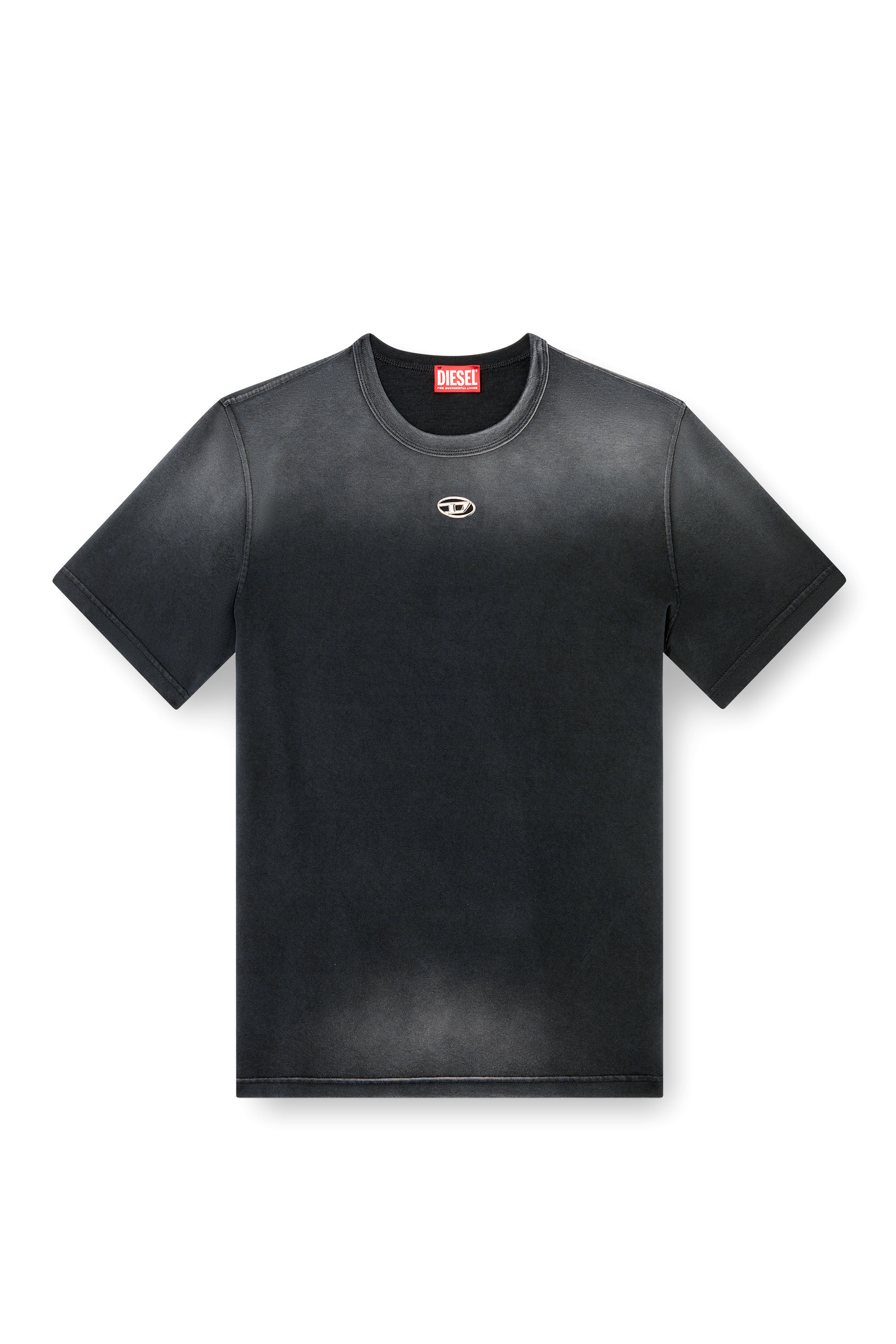 Diesel - T-ADJUST-T1, T-shirt sfumata con Oval D cut-out Uomo in Nero - 2