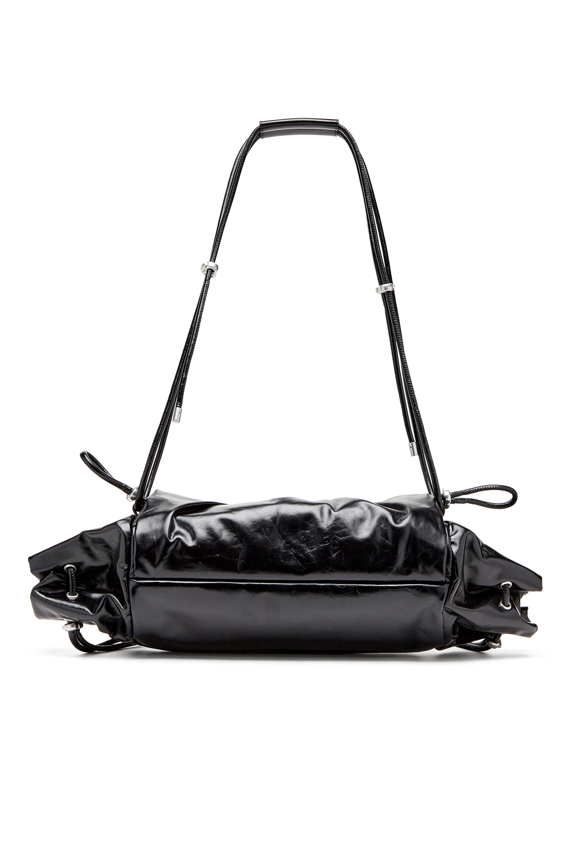 Diesel - SCRUNCH-D SHOULDER M, Scrunch-D M-Borsa a spalla in pelle lucida Donna in Nero - 3