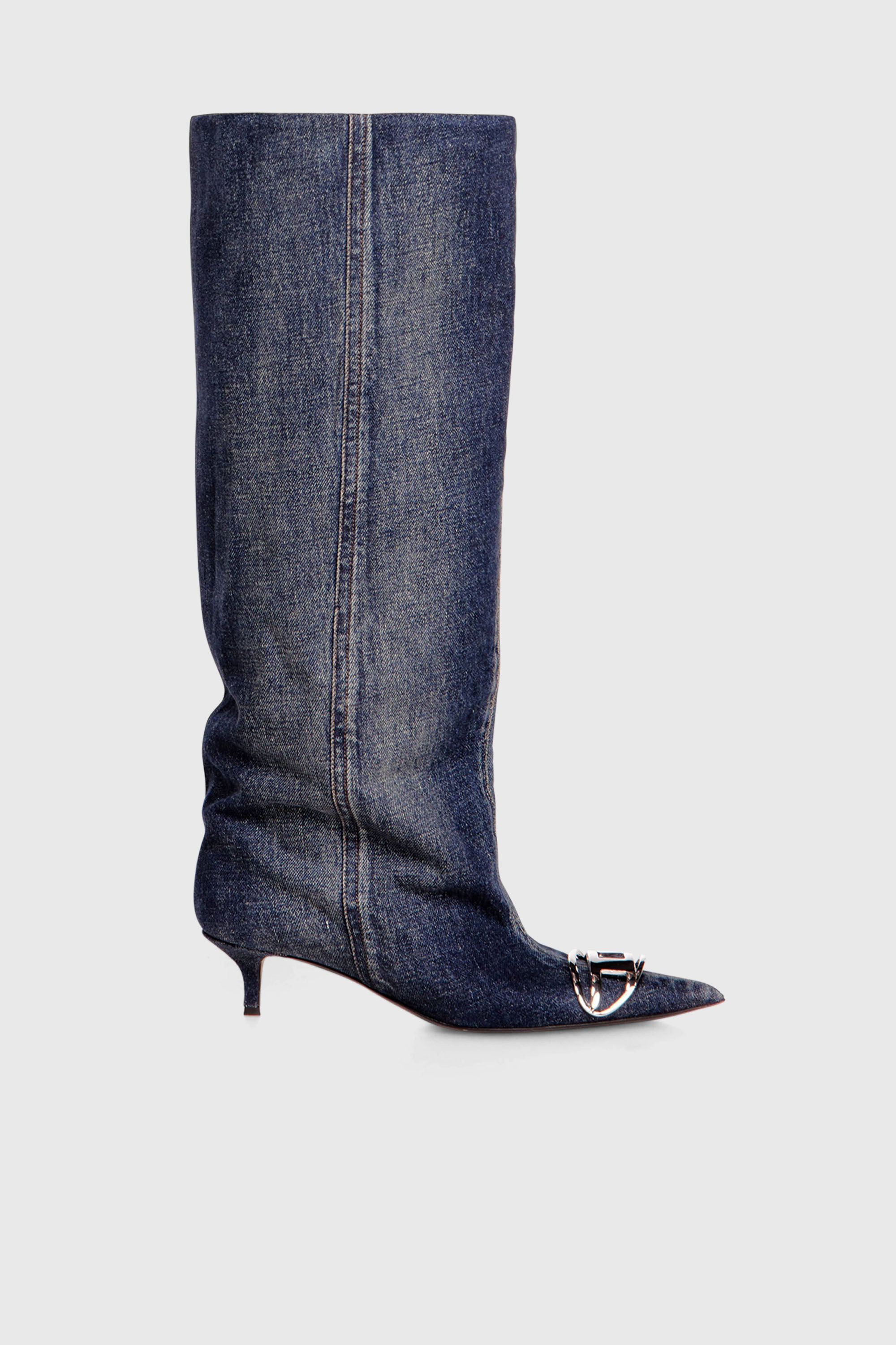 Diesel - D-VENUS KB SLOUCHY, D-Venus-Stivali slouchy al ginocchio in denim blu Donna in Blu - 1