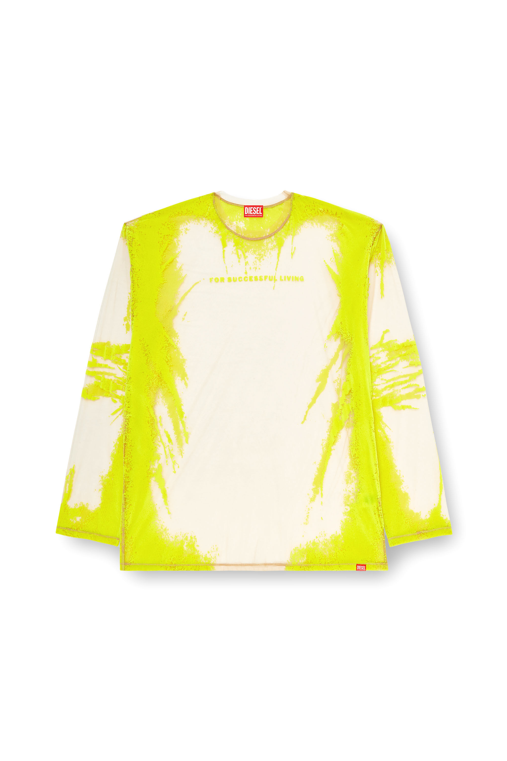 Diesel - T-HASSAN-LS-A, T-shirt a maniche lunghe in nylon con stampa DJ Unisex in Giallo - 2