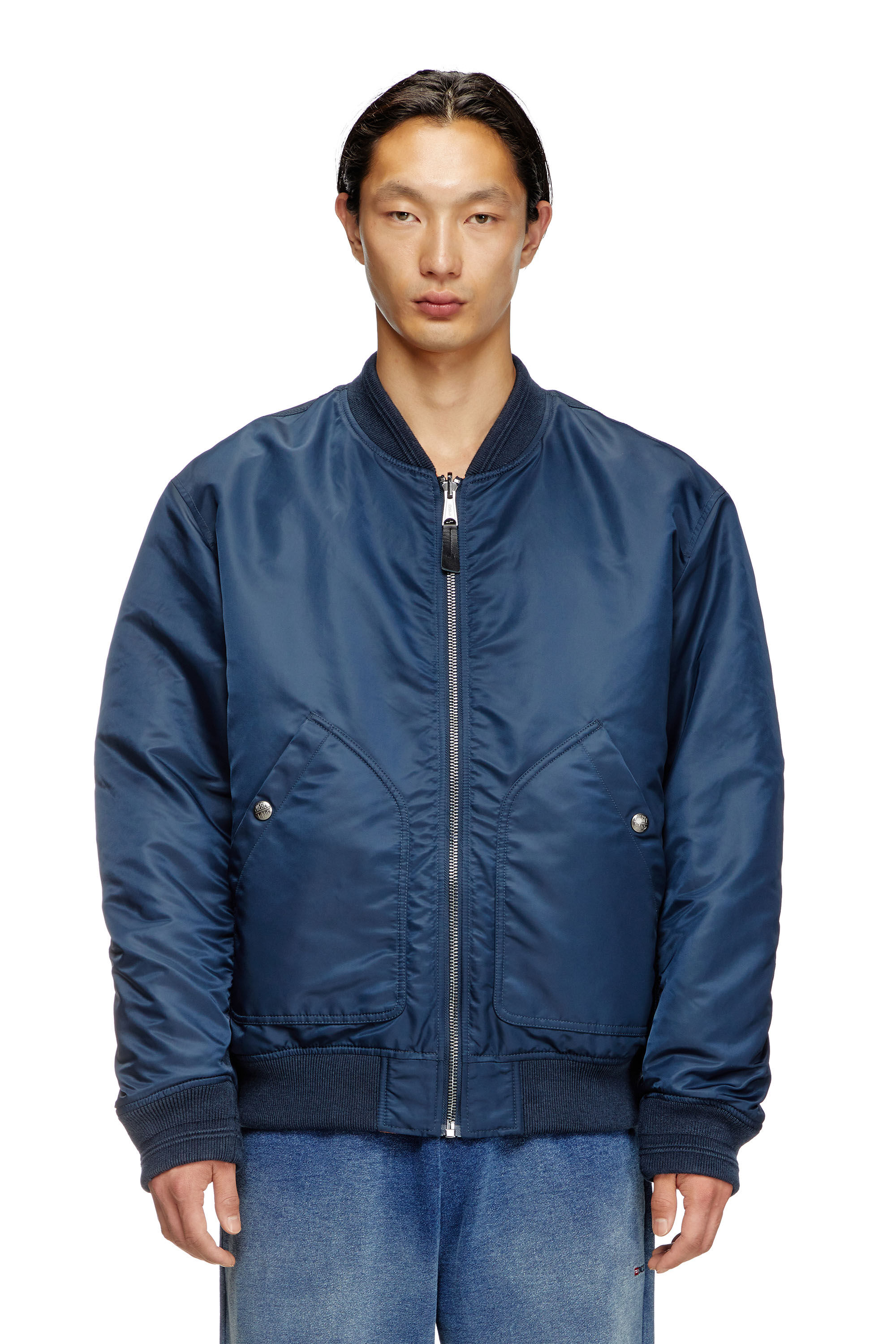 Diesel - J-HELD, Bomber in nylon imbottito con Oval D Uomo in Blu - 3