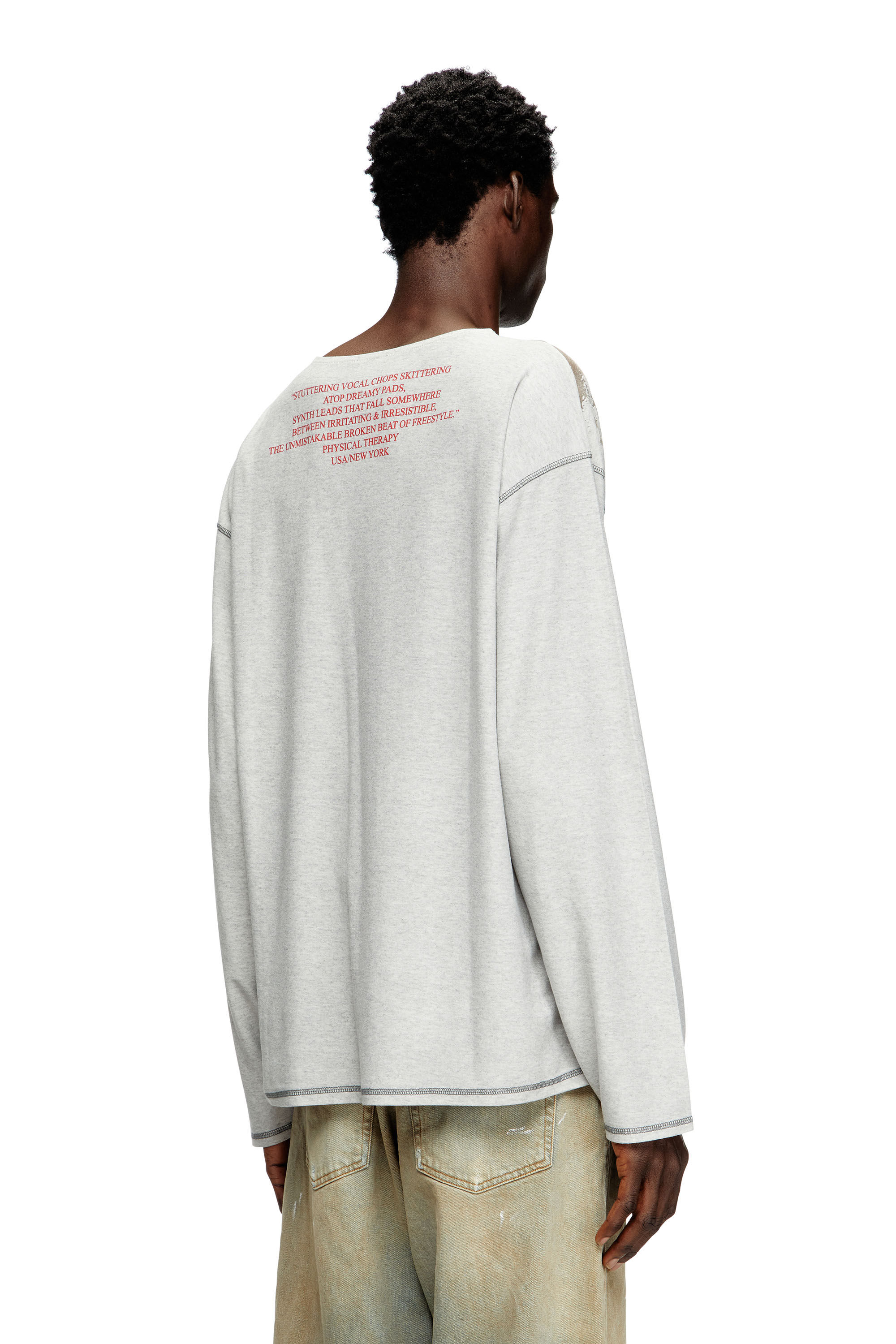 Diesel - T-JERRY-B, T-shirt a maniche lunghe con stampa DJ Unisex in Grigio - 4