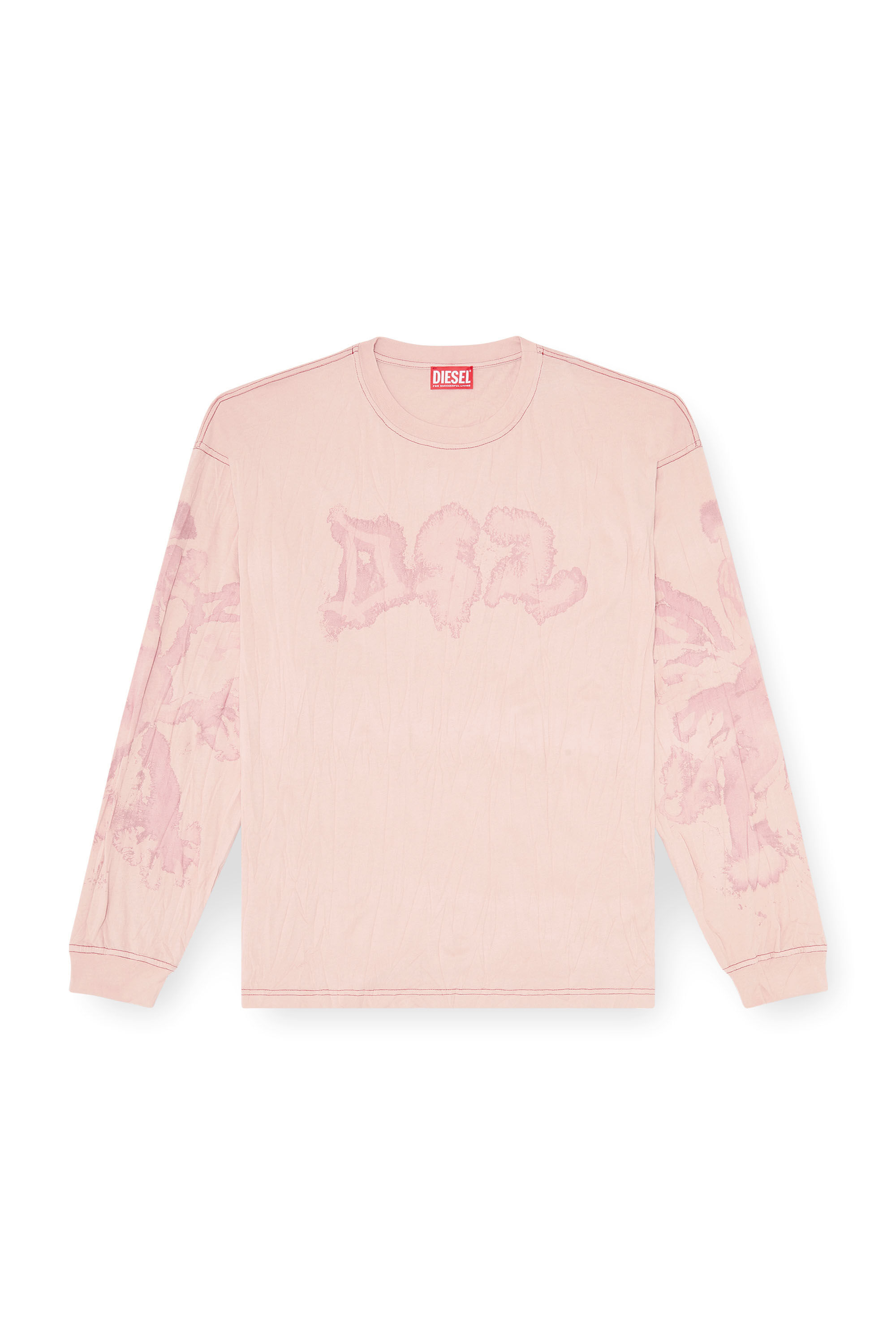 Diesel - T-BOXT-LS-AA4, T-shirt relaxed a manica lunga con stampa macchiata Uomo in Rosa - 2