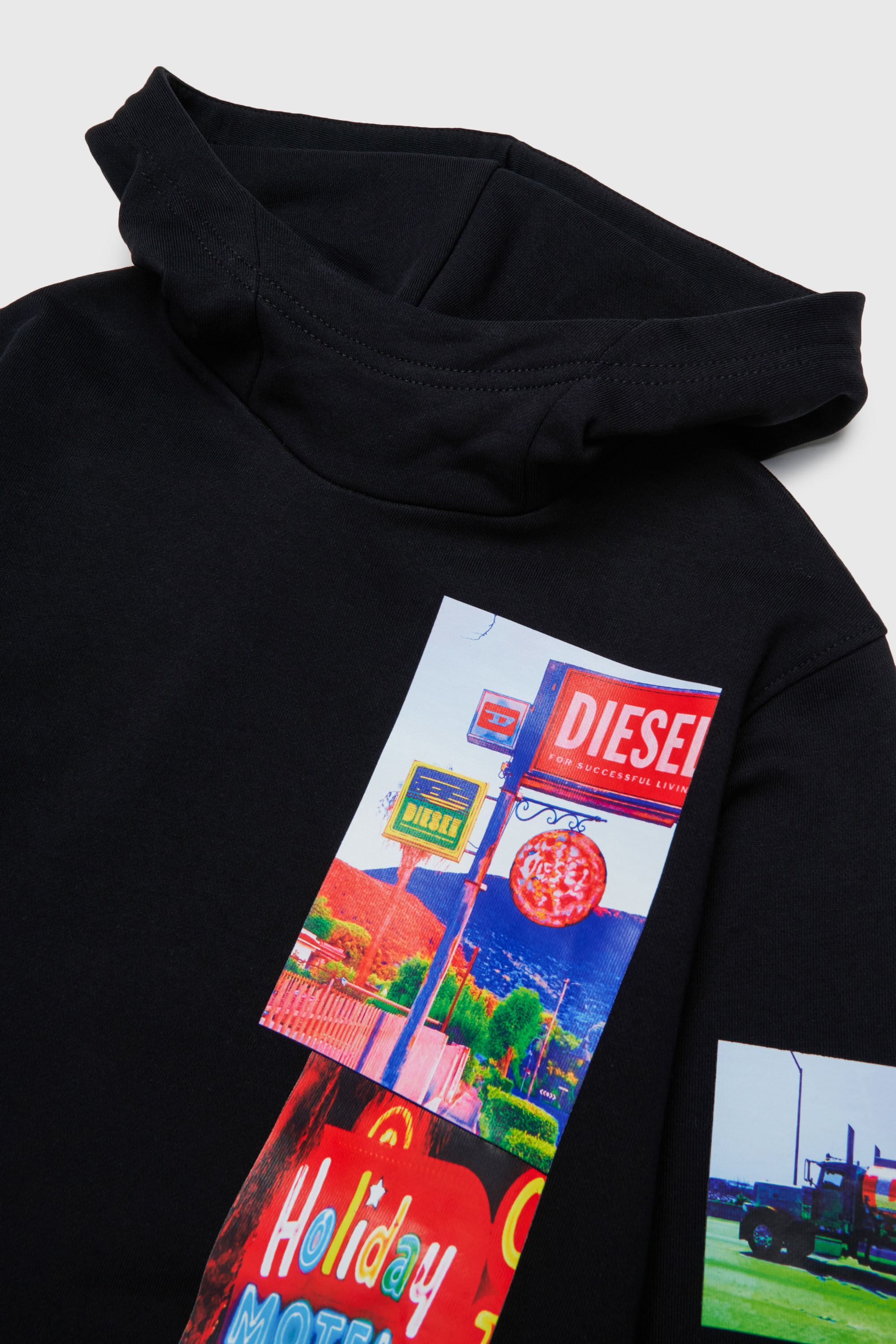 Diesel - SFORMY OVER, Hoodie con stampe Uomo in Nero - 3