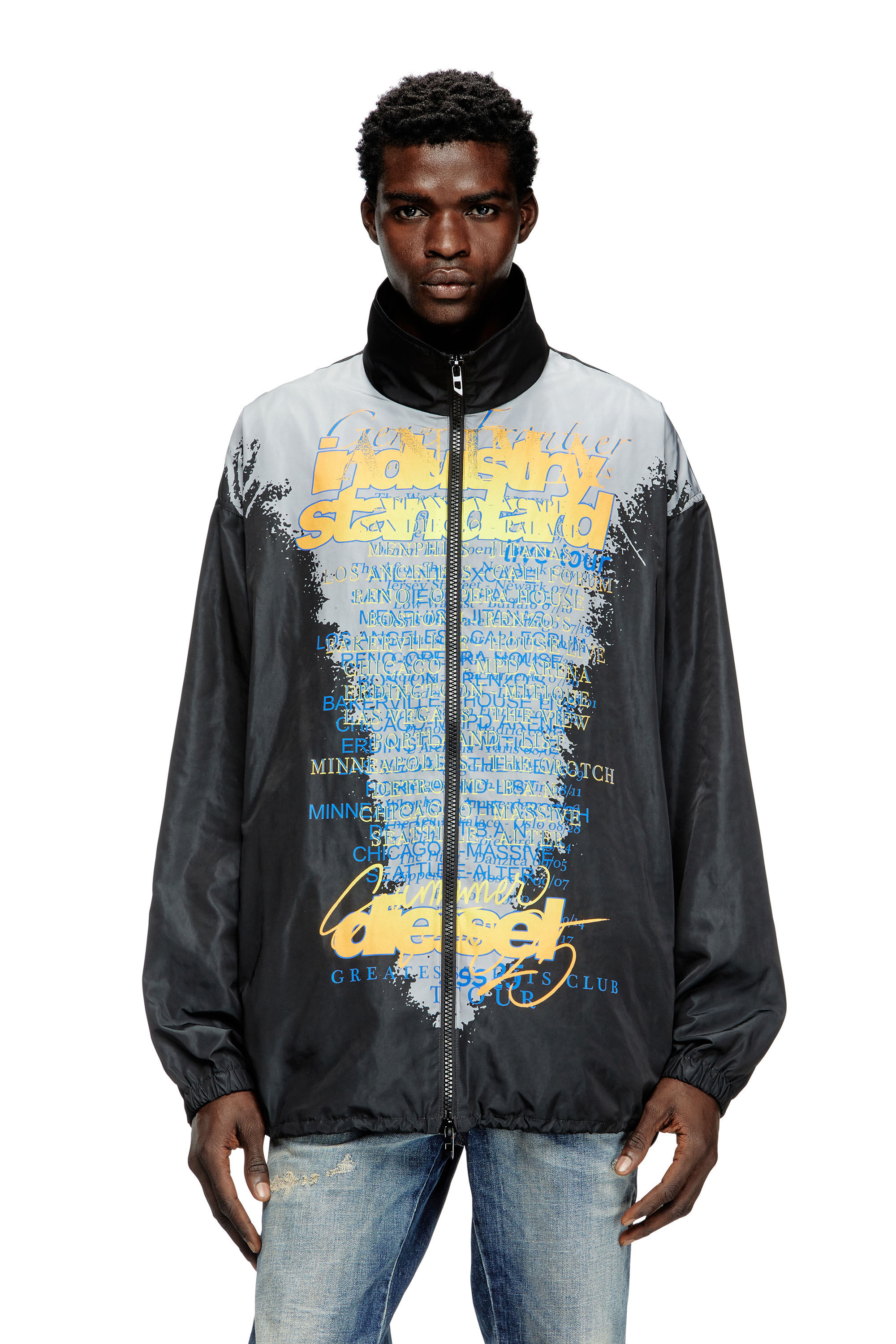 Diesel - J-ERIK, Giacca leggera con stampa DJ Unisex in Nero - 3