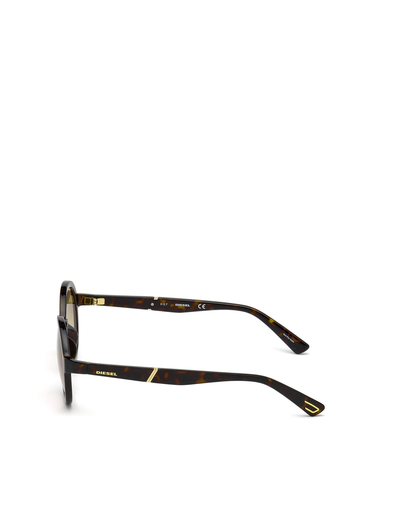Diesel - DL0264, Occhiali tondi con dettaglio obliquo Unisex in Marrone - 3