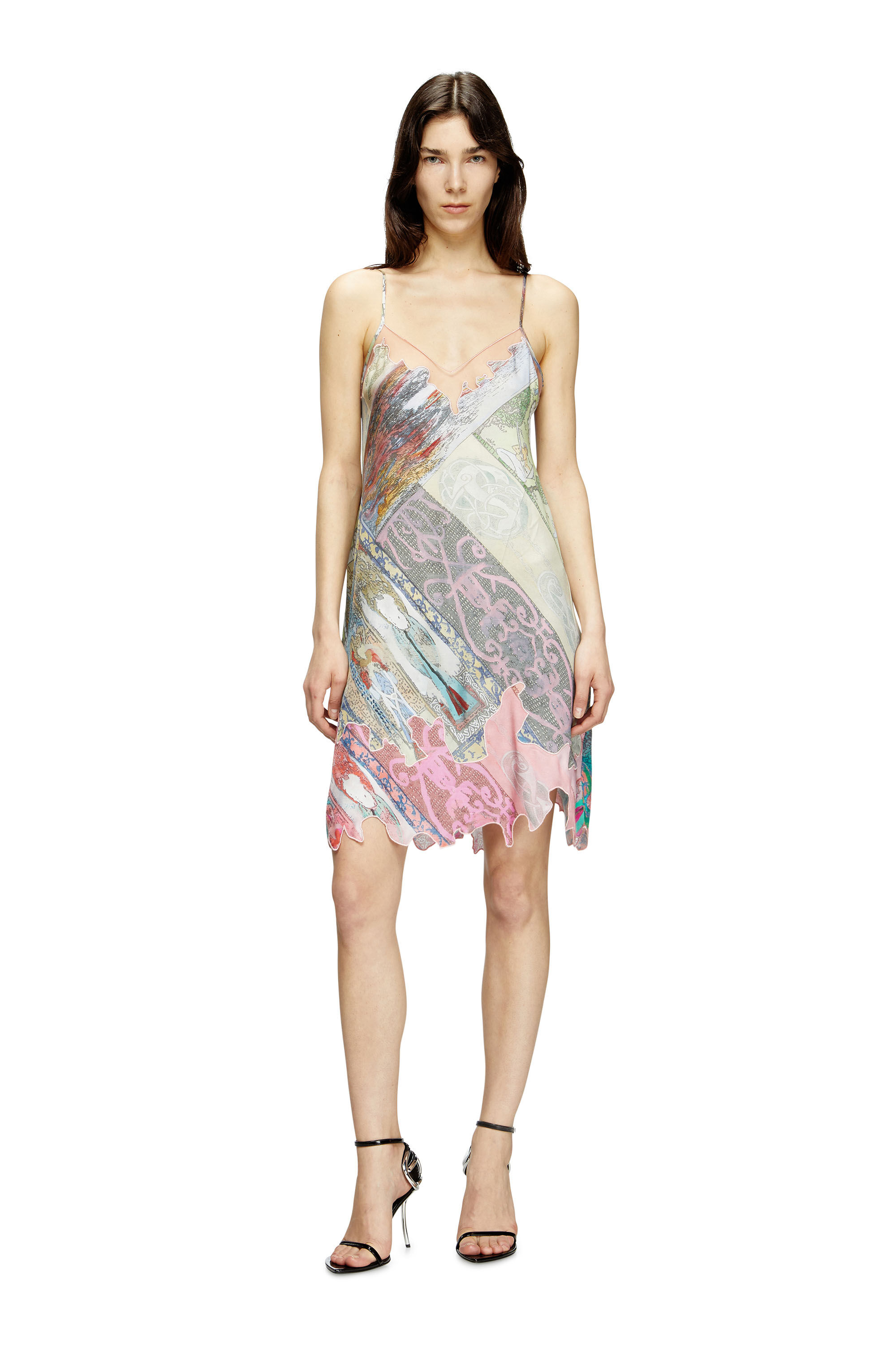 Diesel - D-ARIA, Abito slip in viscosa con stampa araldica Donna in Multicolor - 3
