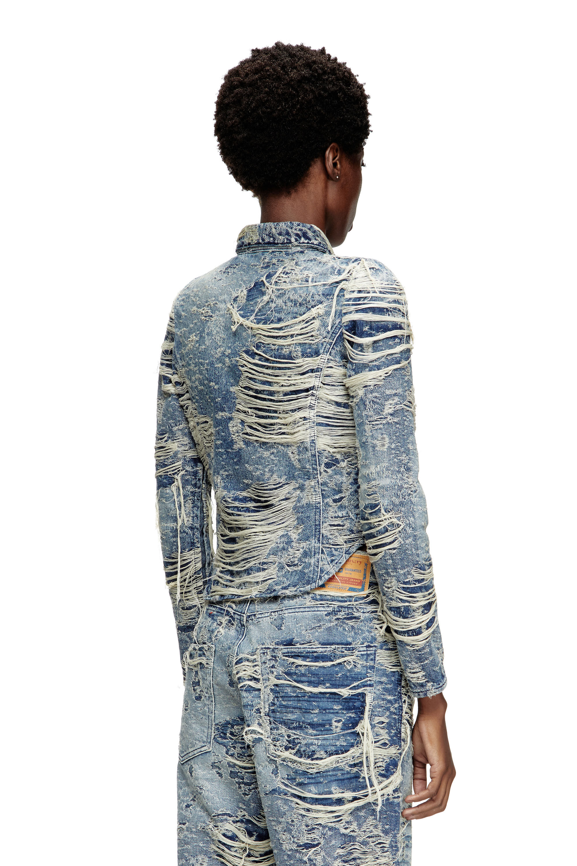 Diesel - DE-MADELINE-FSG, Camicia in denim jacquard con fili fluttuanti Donna in Blu - 4